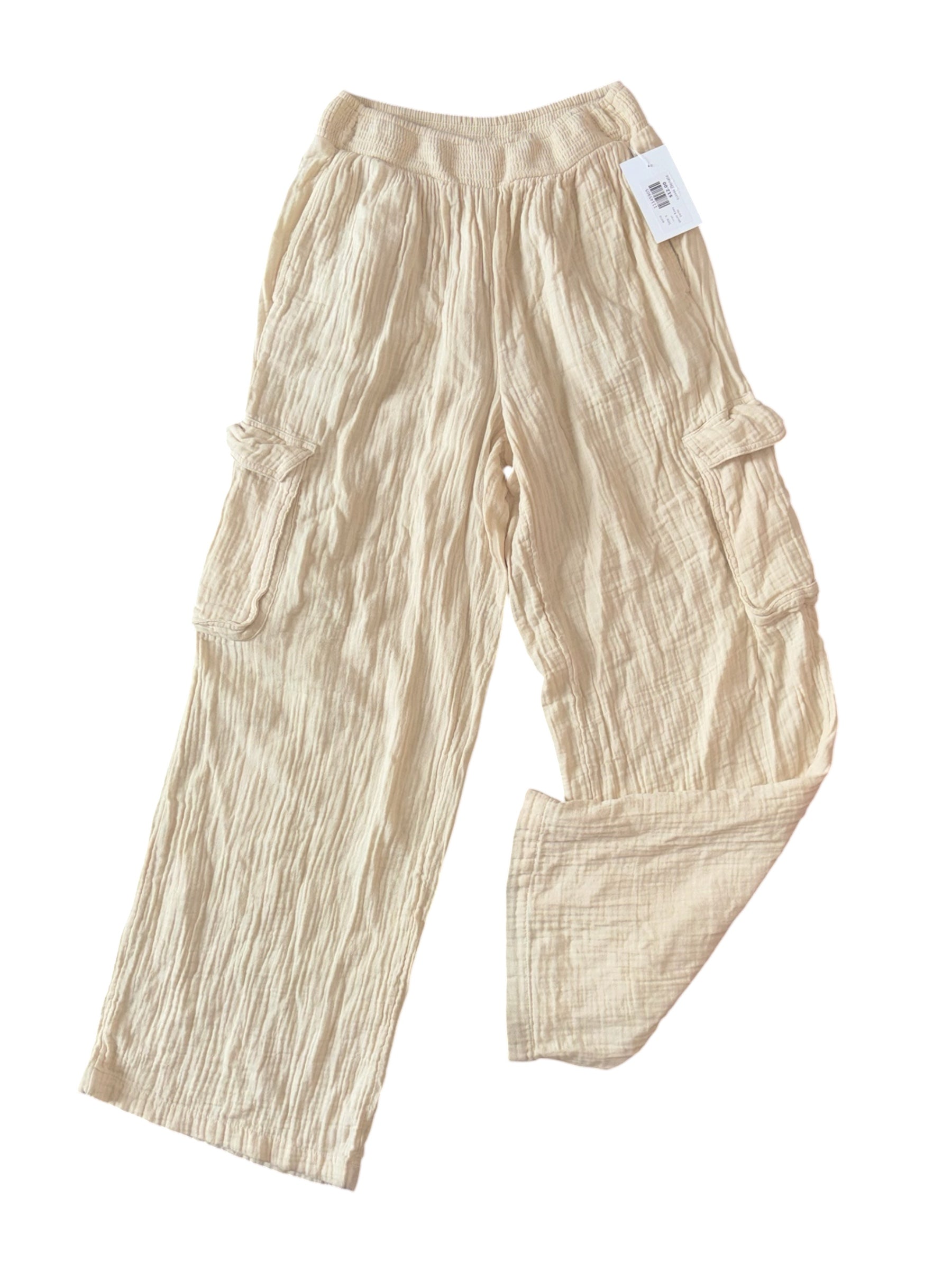 beige aerie gauze flowy pants, s