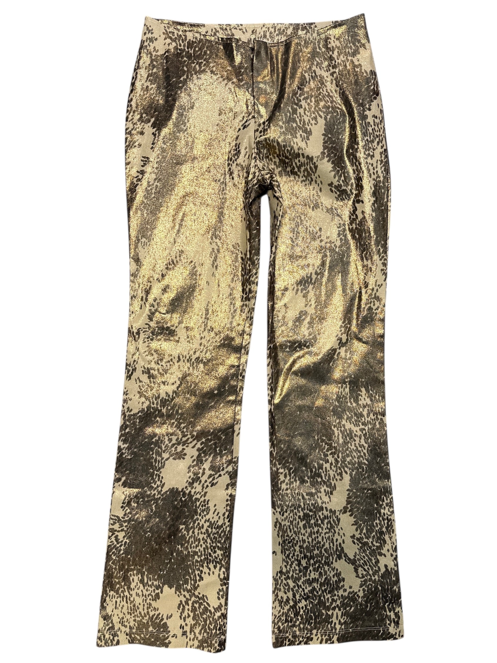 Gold Newport Animal print metallic pants, M (10)