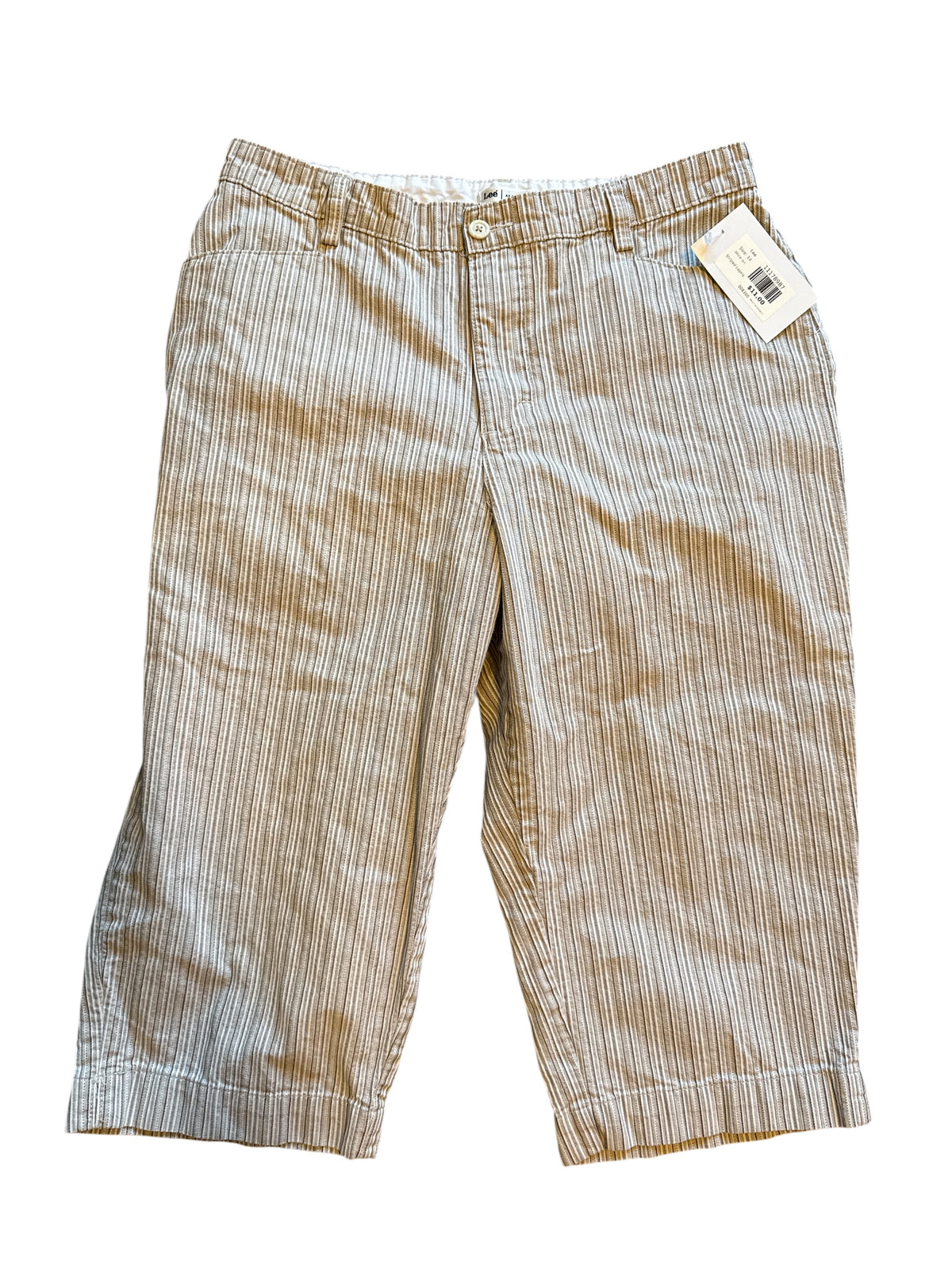 White tan Lee Striped capris, 14