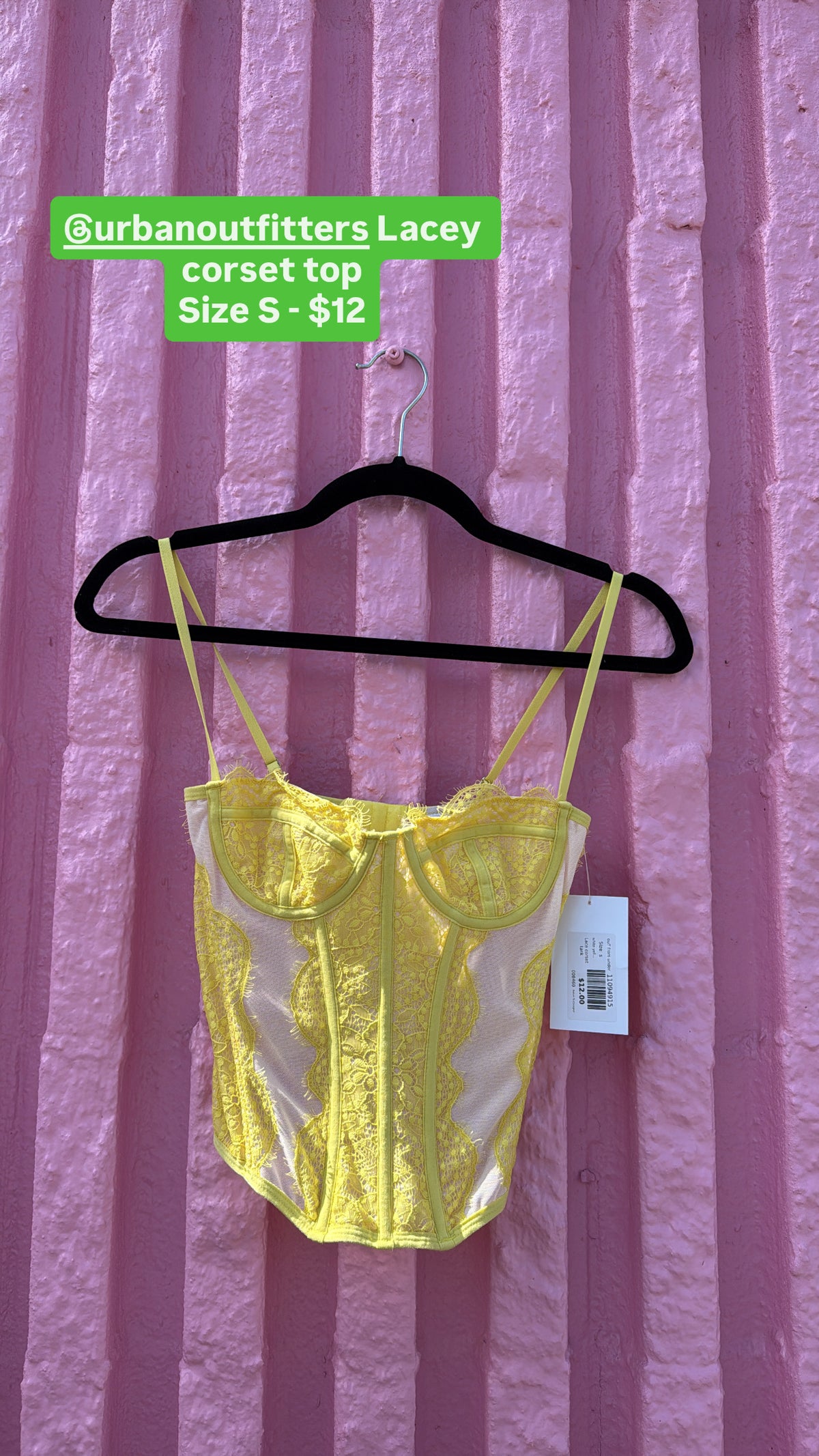 white yellow ouT from under Lace corset tank, s