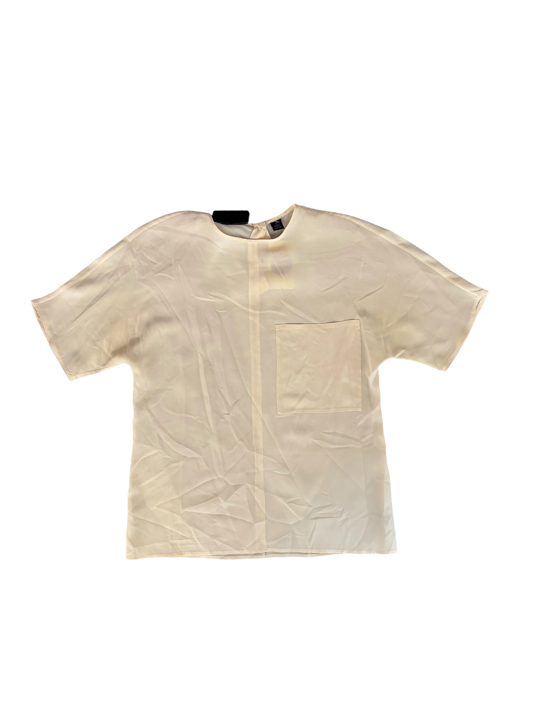 butter yellow ellen tracy 100% silk frocket top, 4