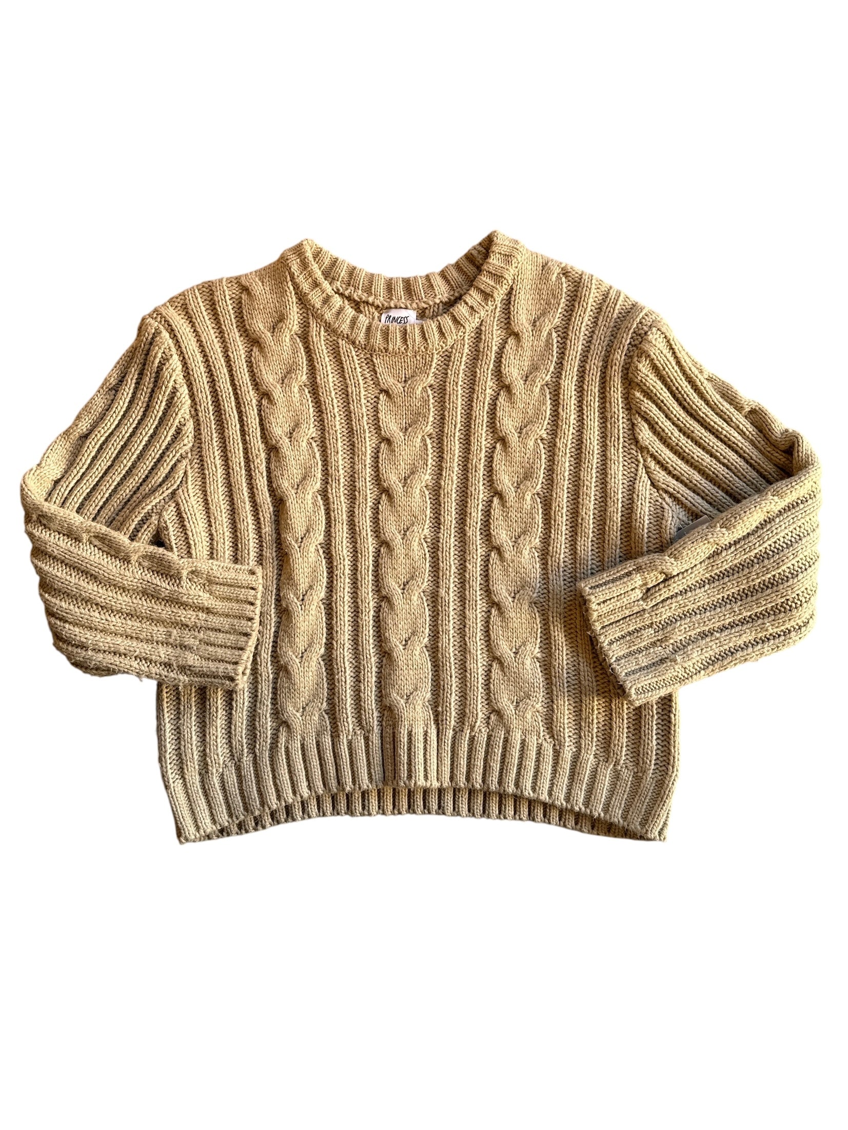 beige princess polly thick knit sweater, s/m