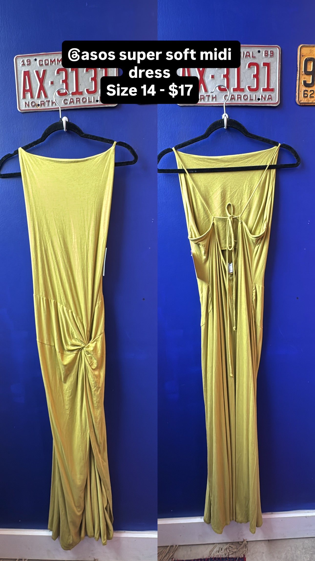 Green Asos Soft cowl neck asymmetrical dress, 14