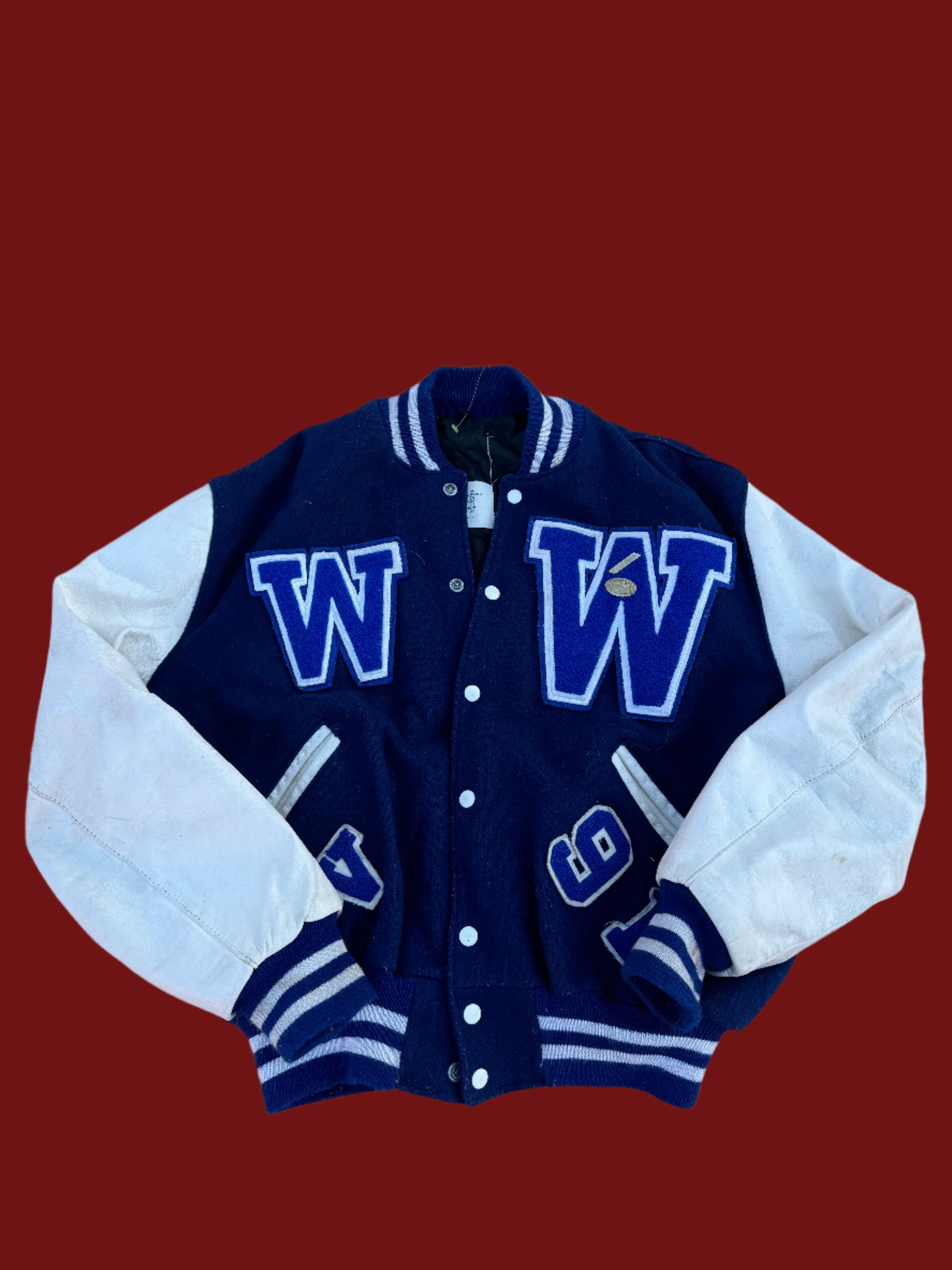 Blue Vtg Woodstock blue streaks varsity jacket, L