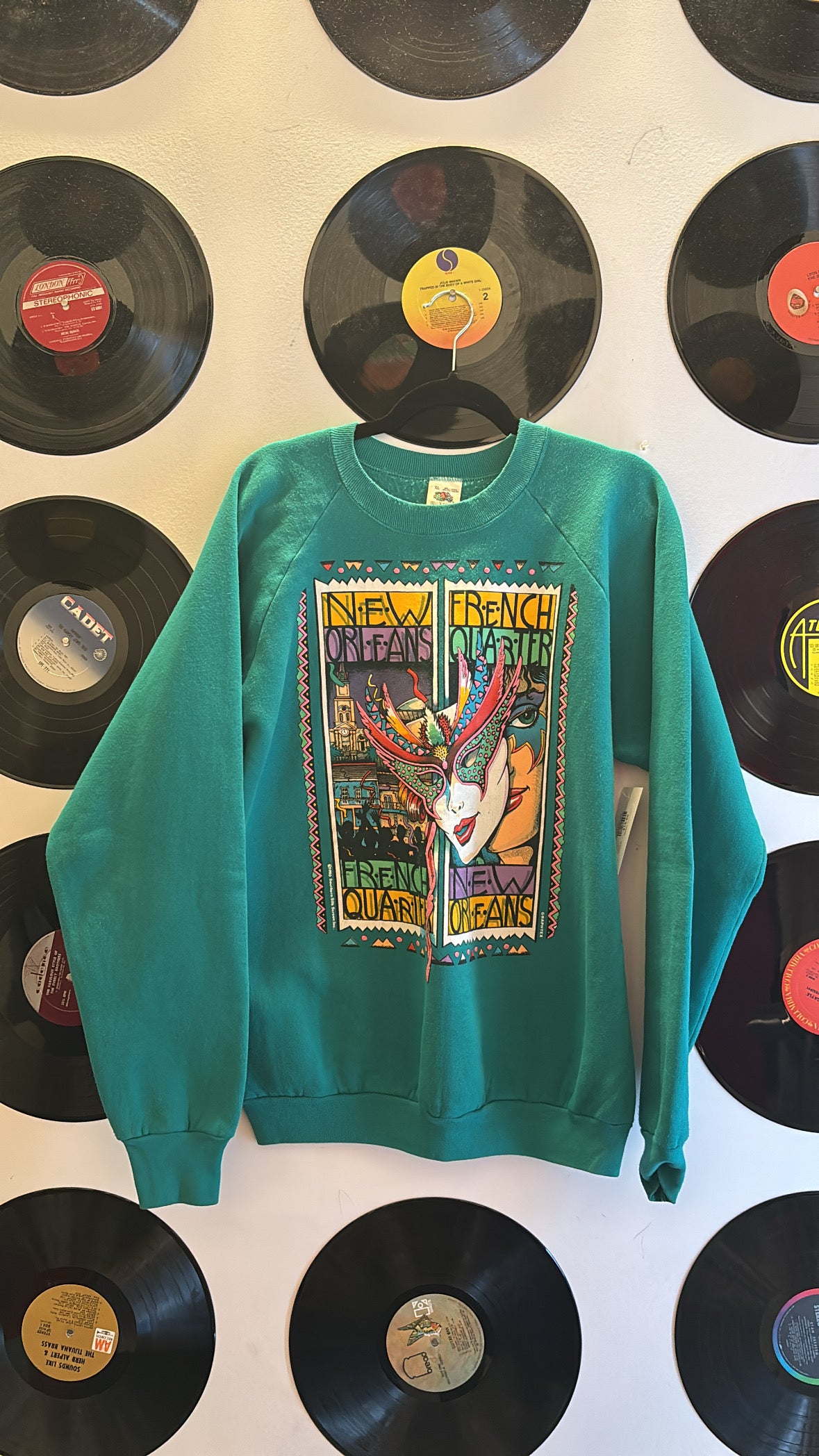 blue green fruit of the loom vtg new orleans crewneck, XL