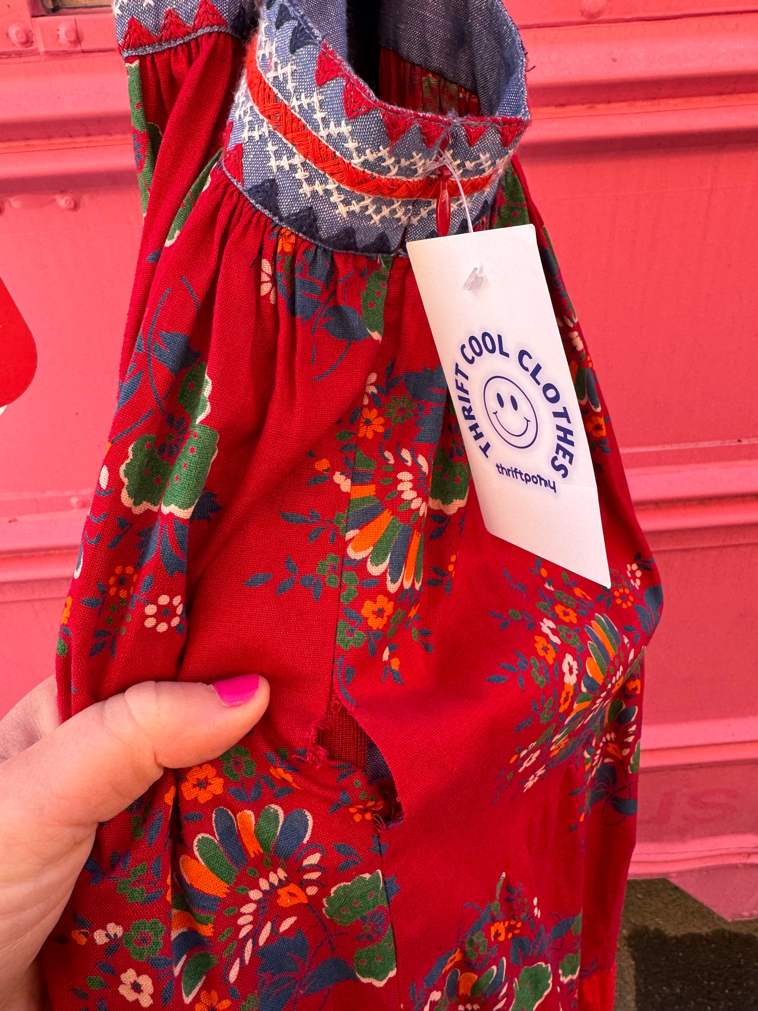 red blue ulla johnson lune patchwork dress, 2 (read description!)