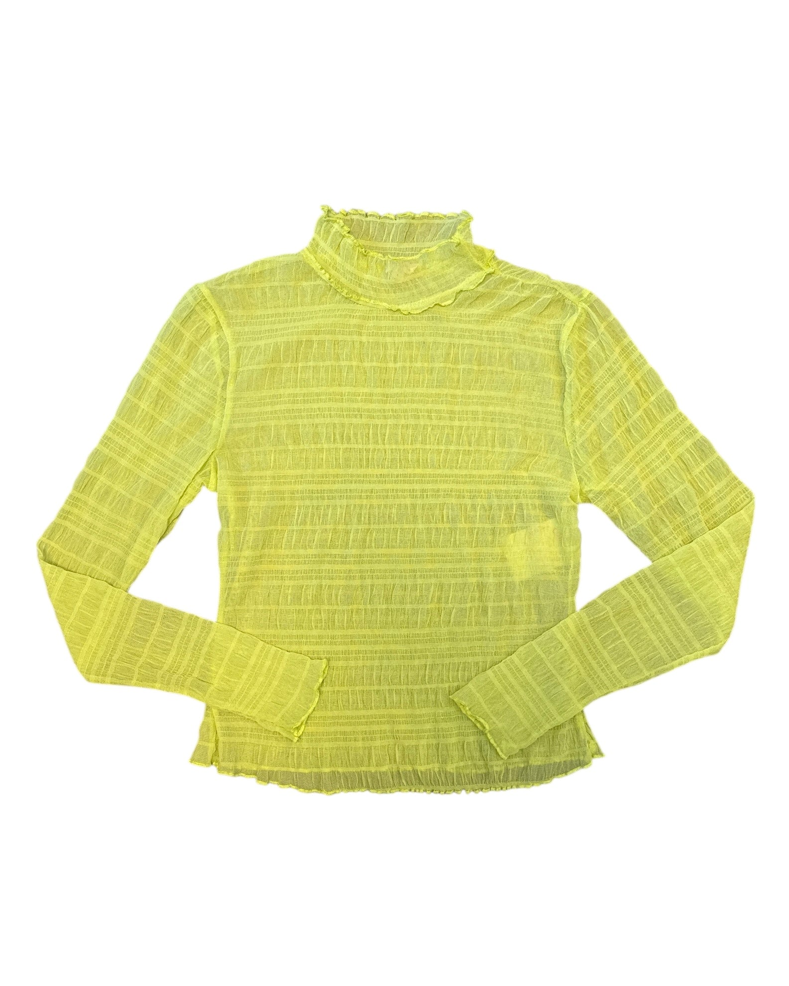 Neon green Pilcro Mesh mockneck ls, L