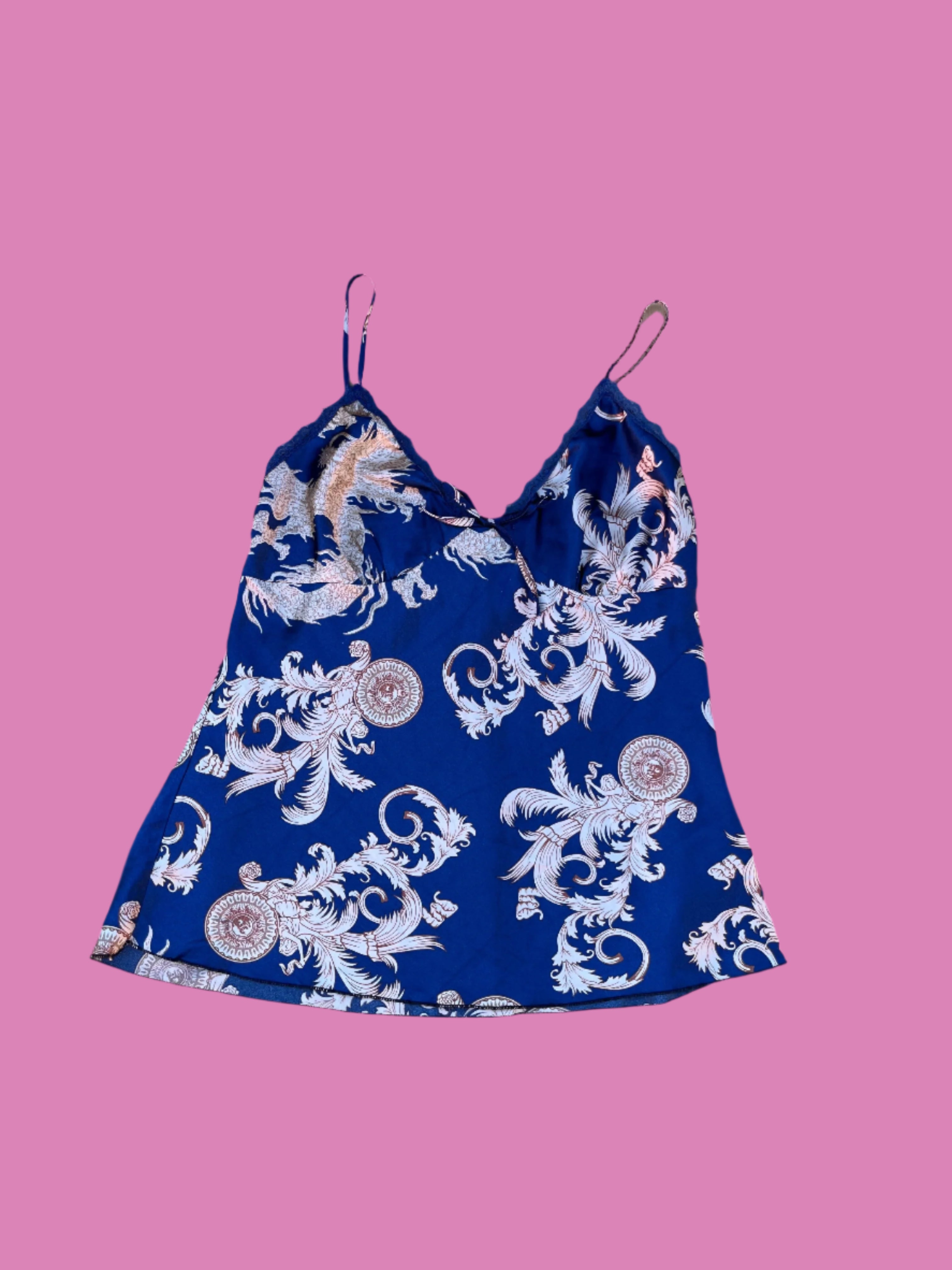 navy gold patterned tank, xl