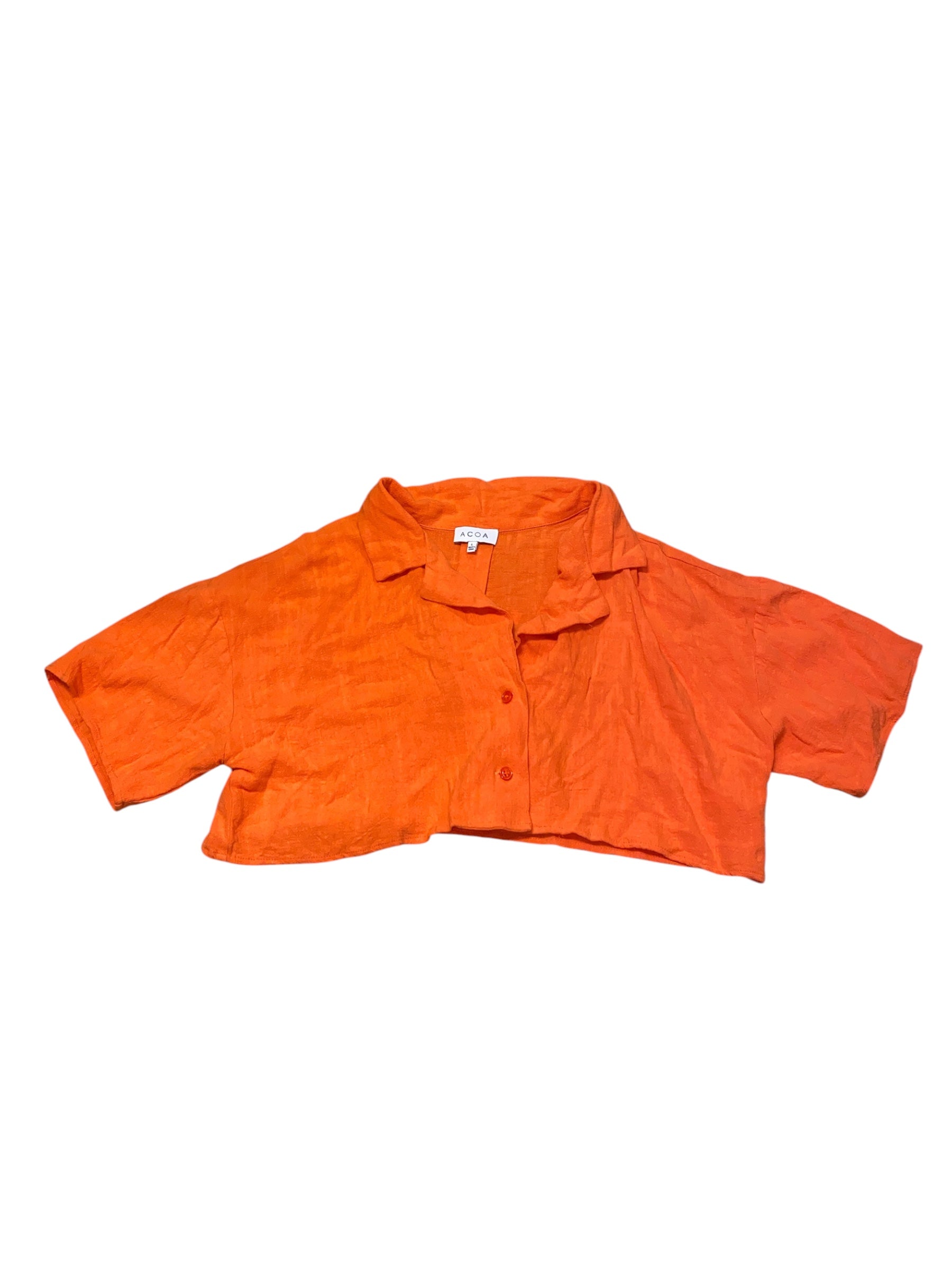 Orange Acoa Cropped button up ss, L