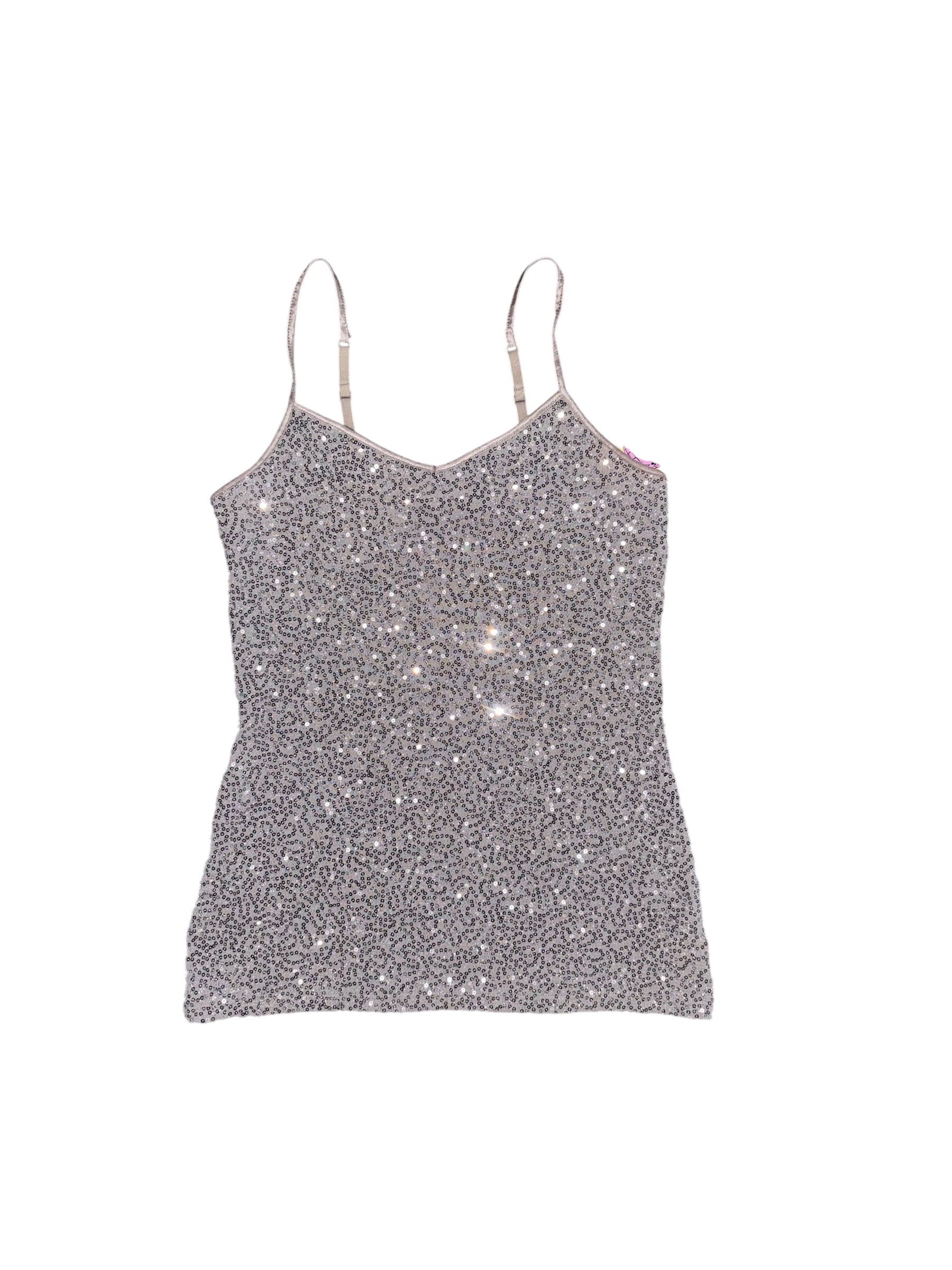 silver express sequin tank, xs