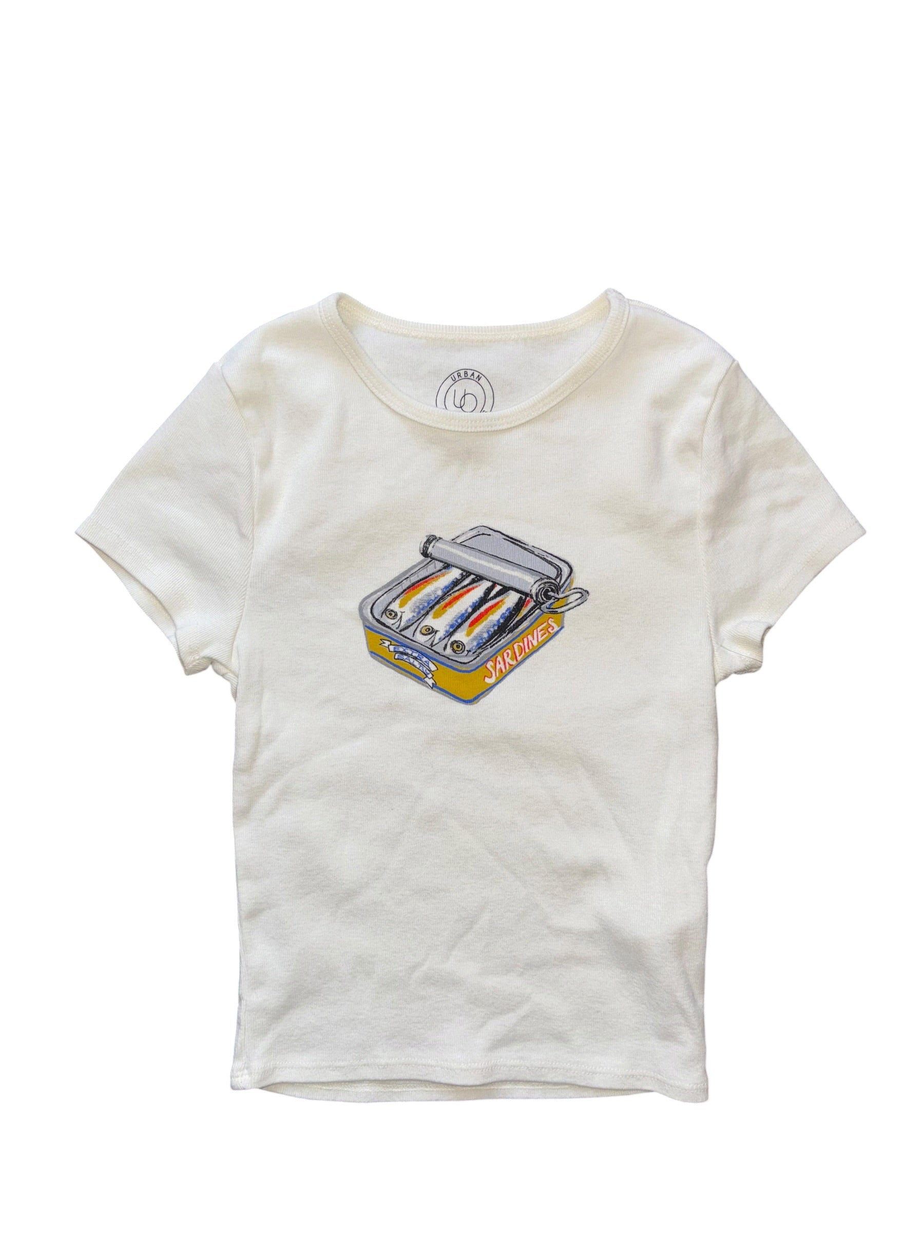 cream urban outfitters sardines tee, s