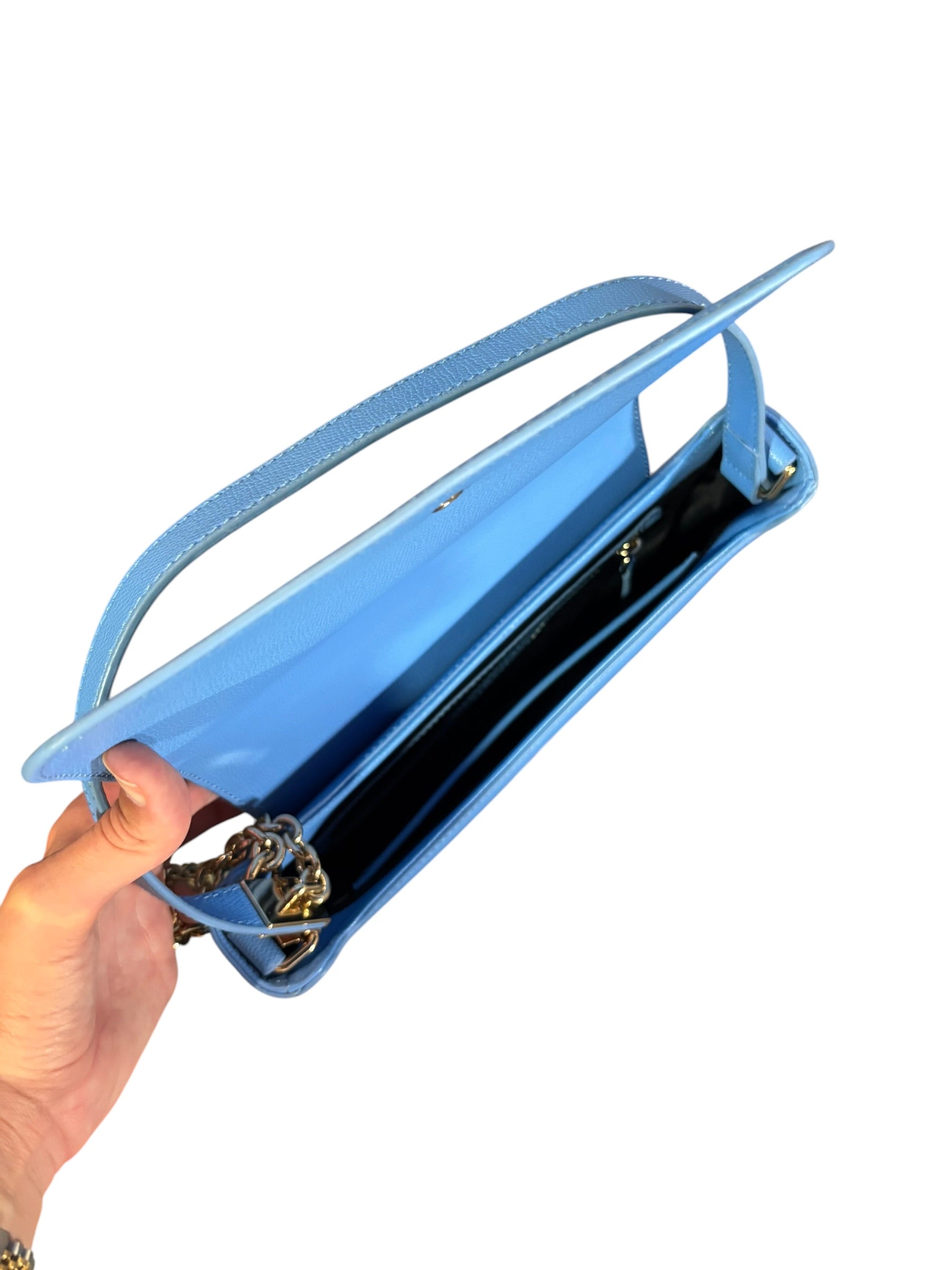 blue tommy hilfiger outline shoudler bag