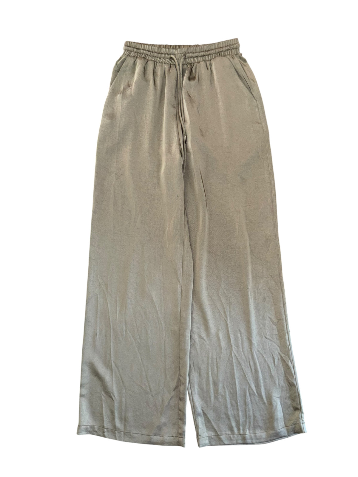 army green kittenish satin pull on pants, m