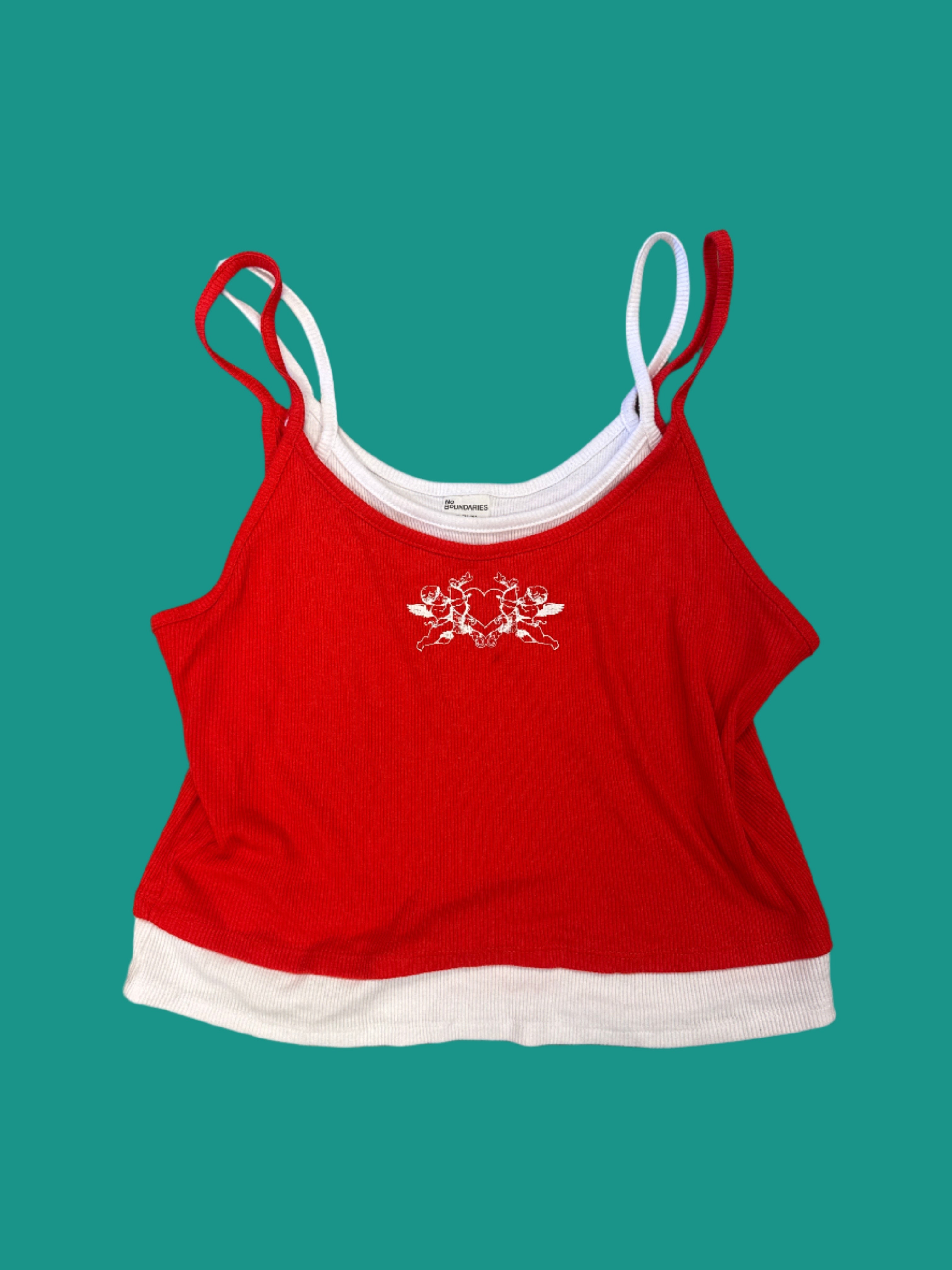 red no boundaries layered angel tank, XL