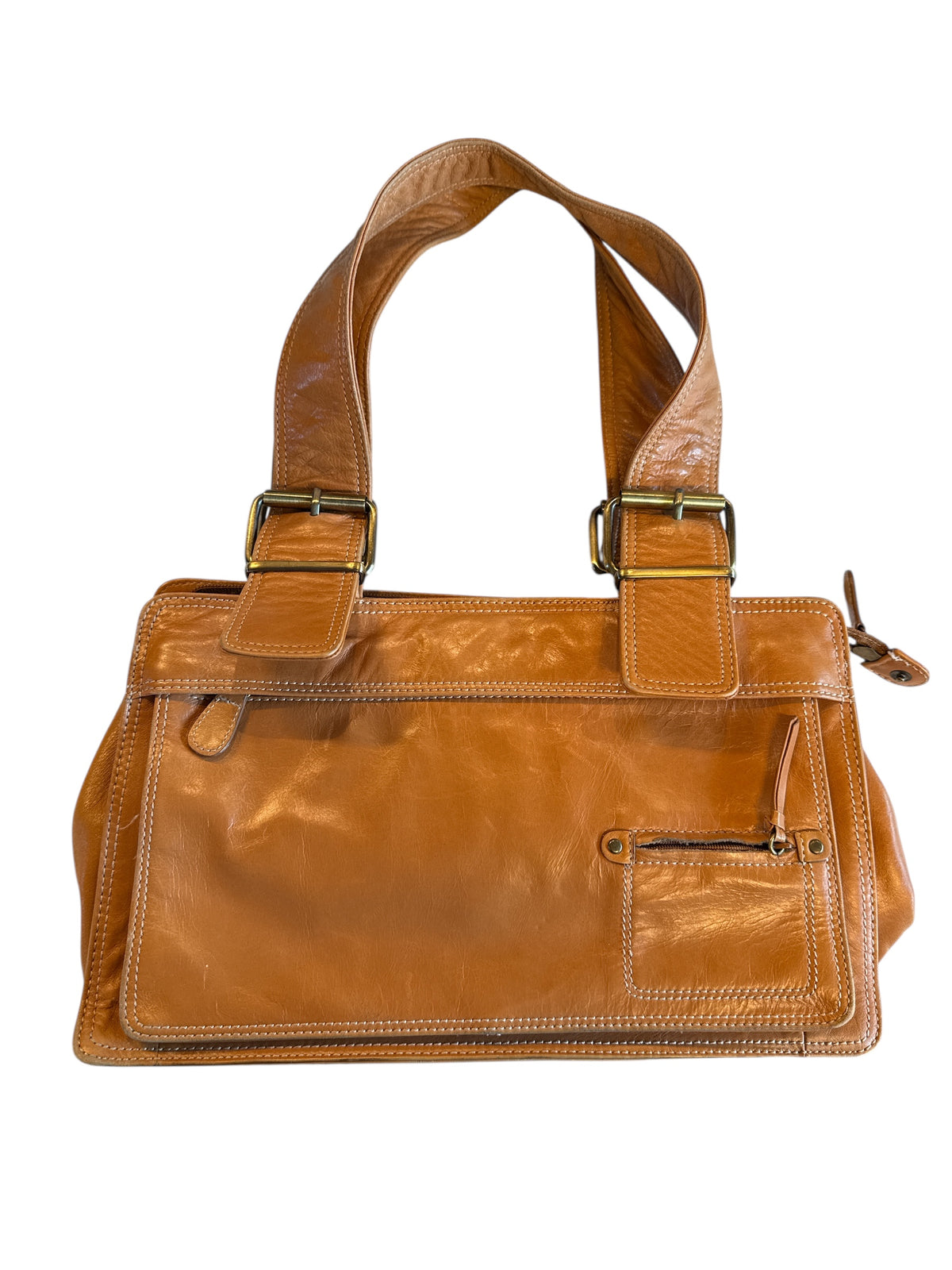 Tan Preston York Cutie leather buckle bag