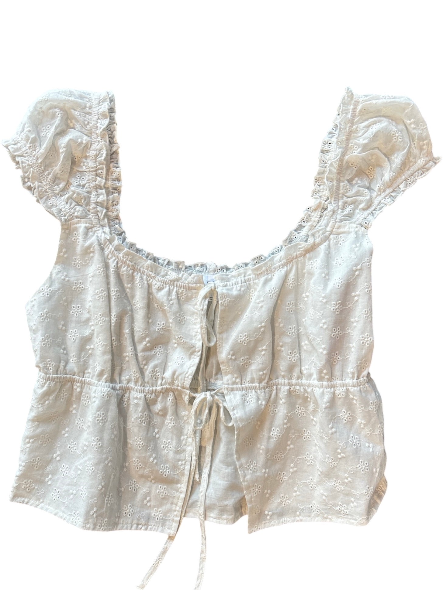 white Lelis eyelet top, M