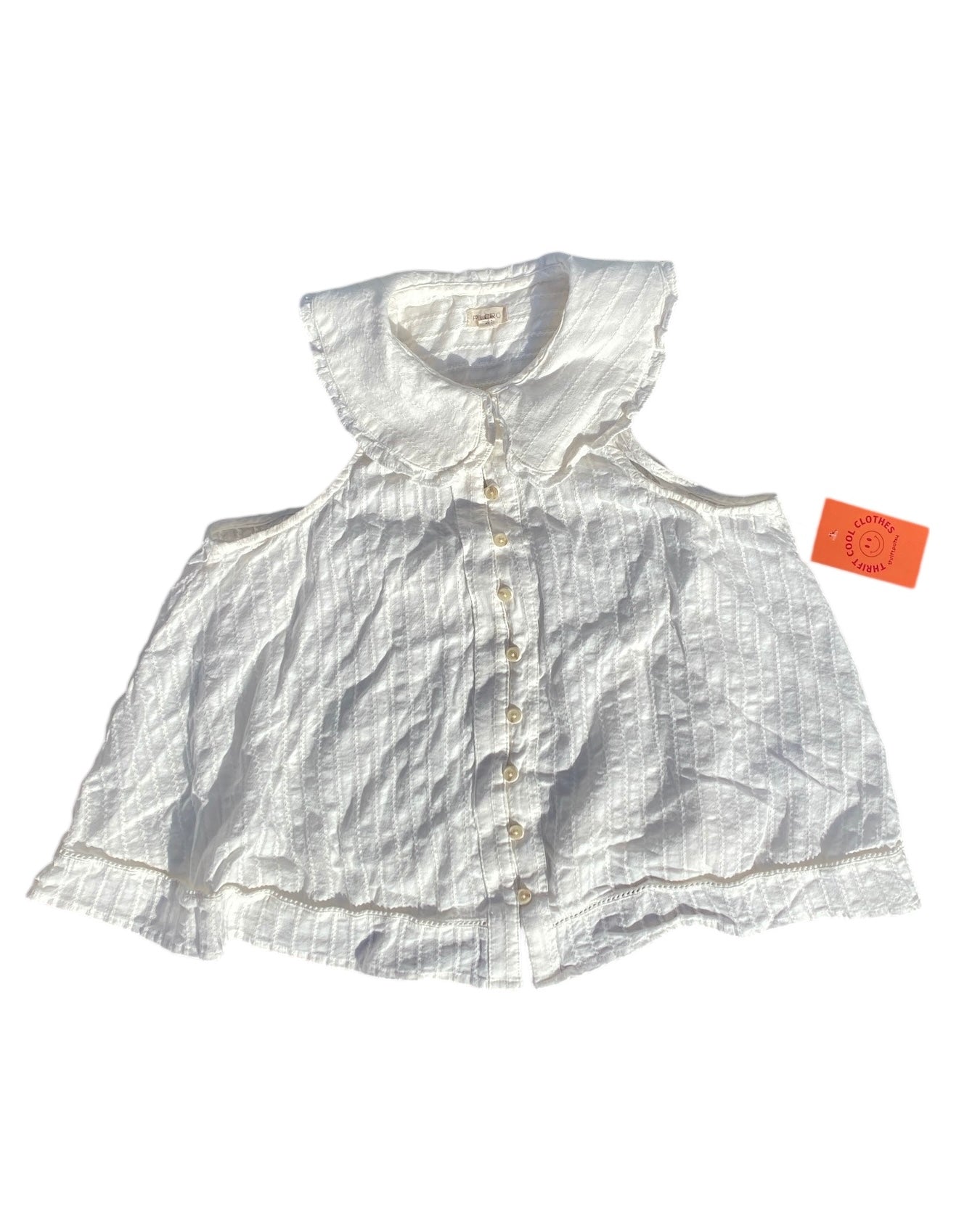 white pilcro peterpan collar sleeveless top, mp