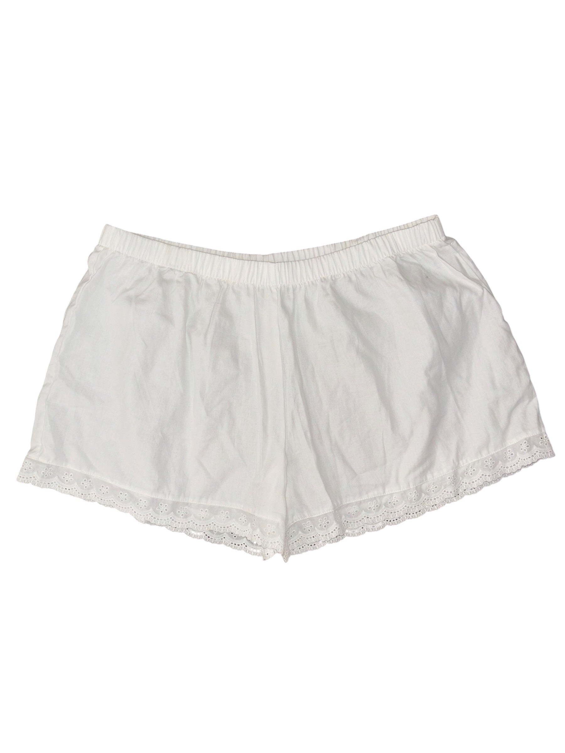 white eyelet elastic shorts, xl
