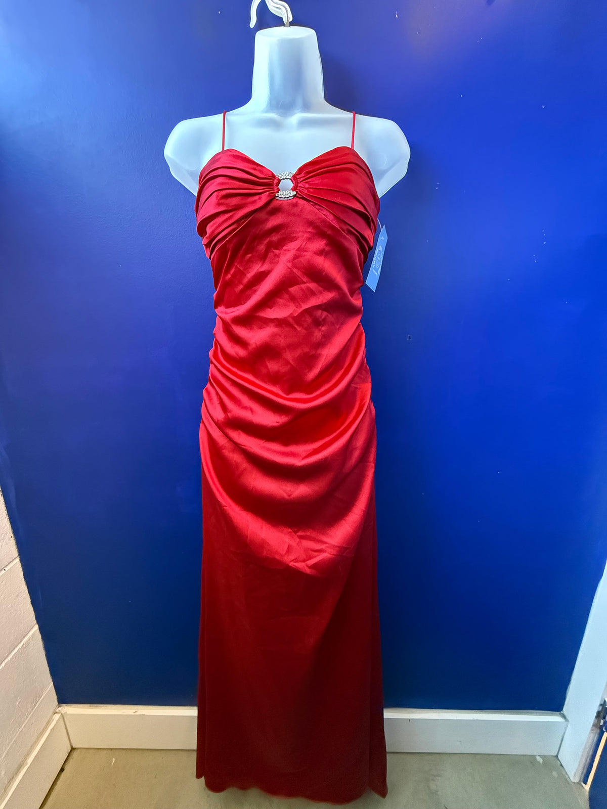 Red Blondie nites by Stacy sklar Satin bedazzled maxi dress, 3