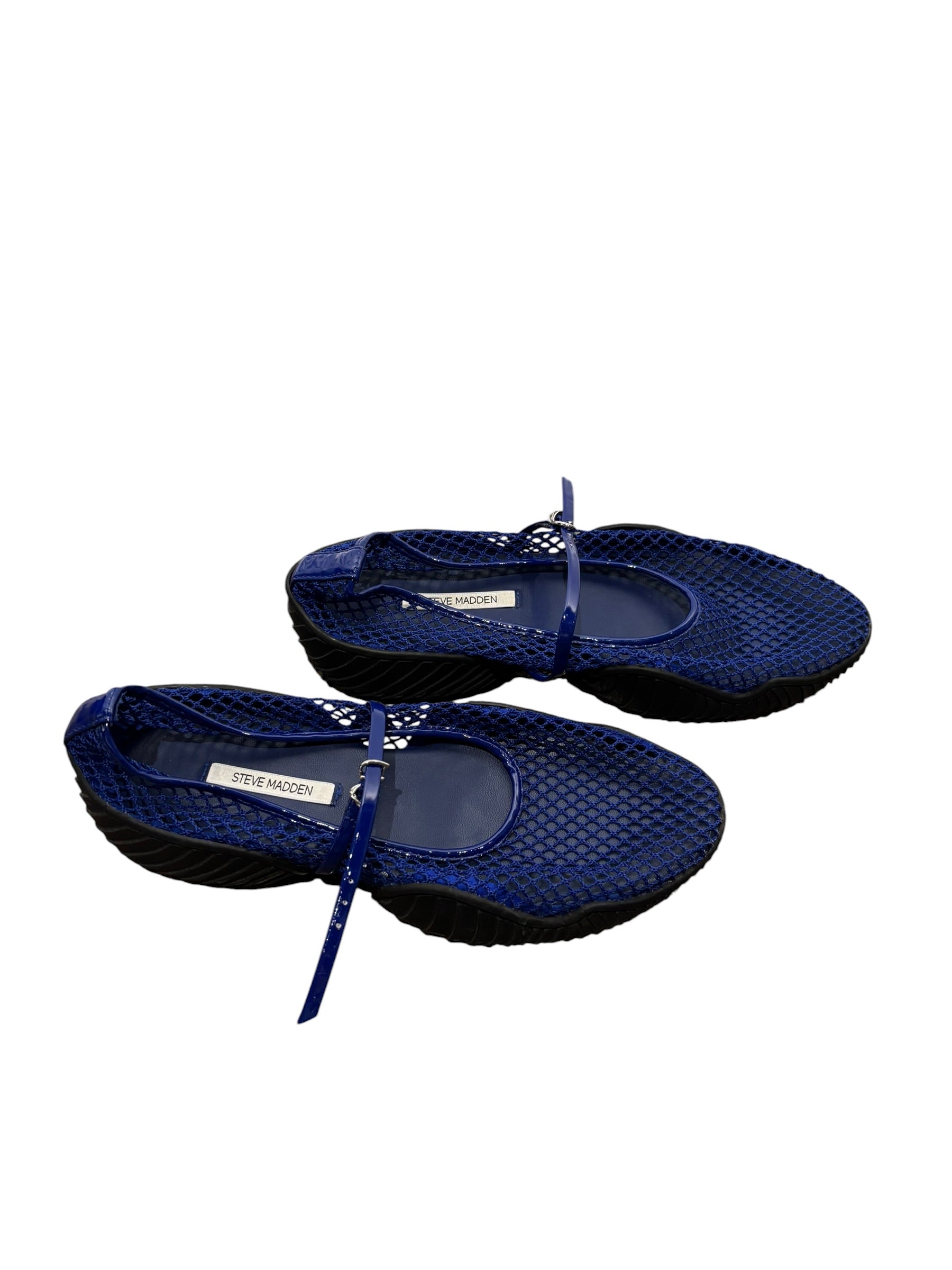 blue black steve madden funky mesh flats, 9