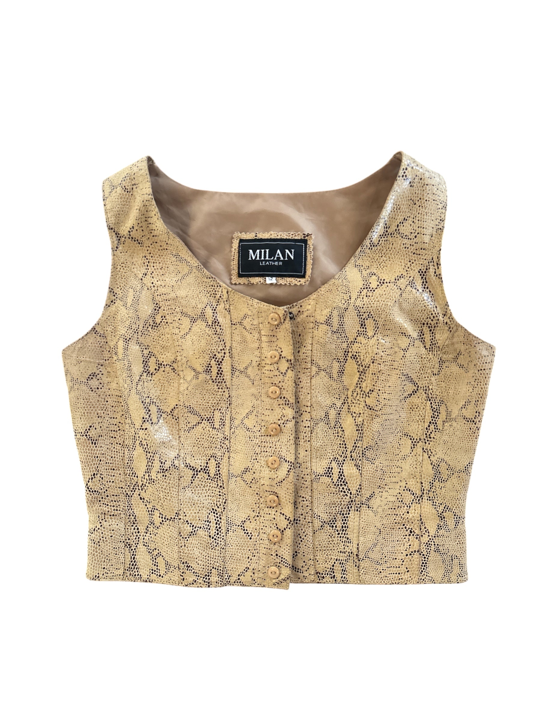 brown milan leather snakeskin vest, 12