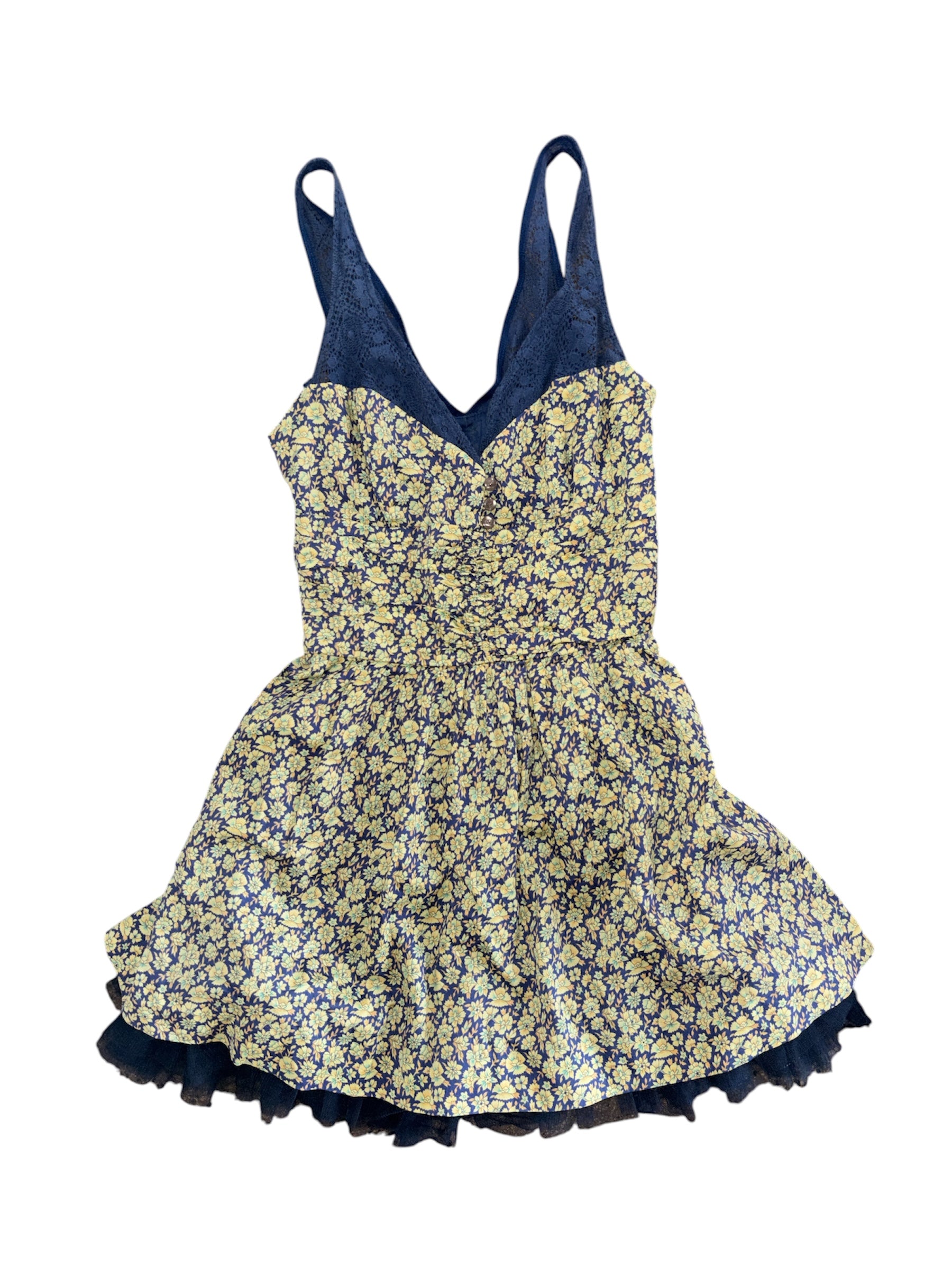 yellow blue free people floral tulle layer dress, 6