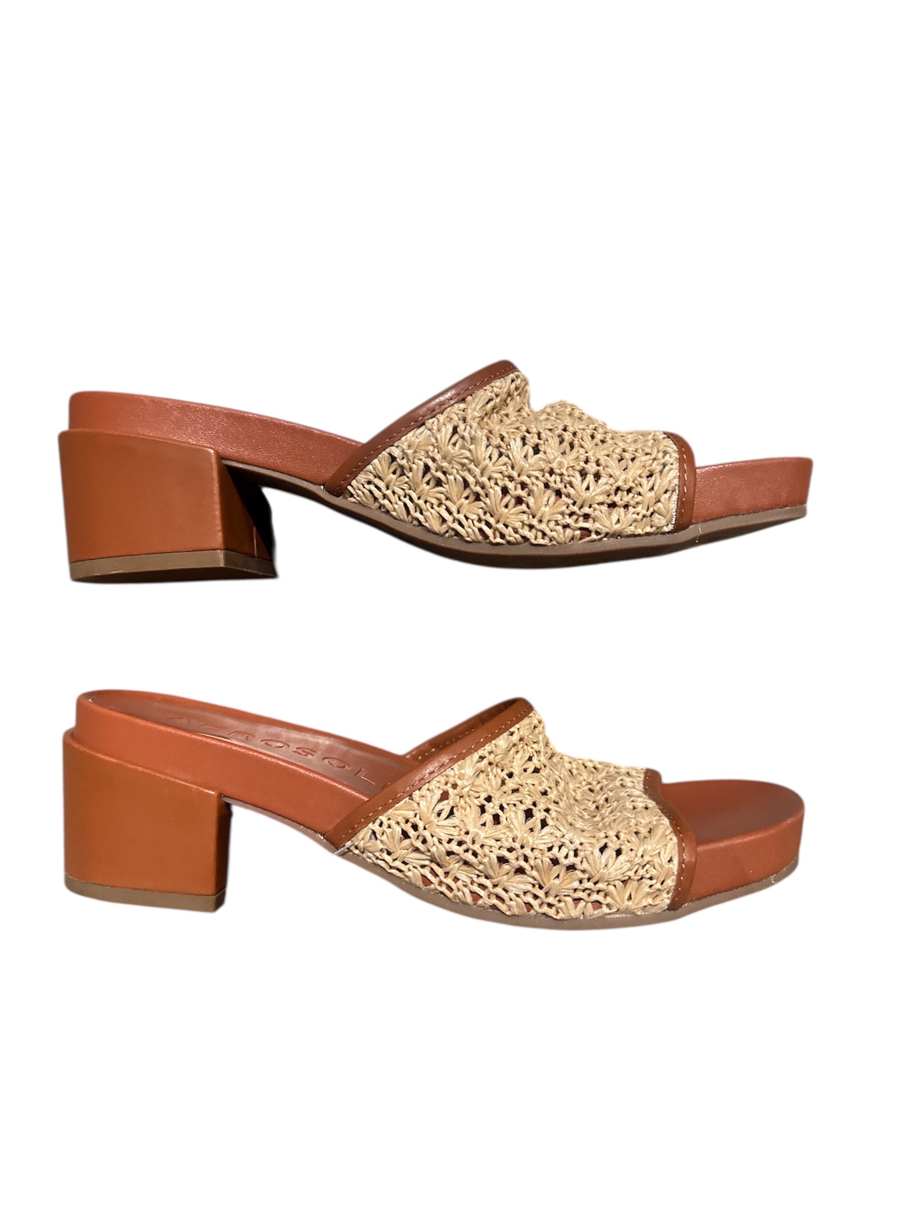 brown cream aerosoles sandals w weave, 9.5