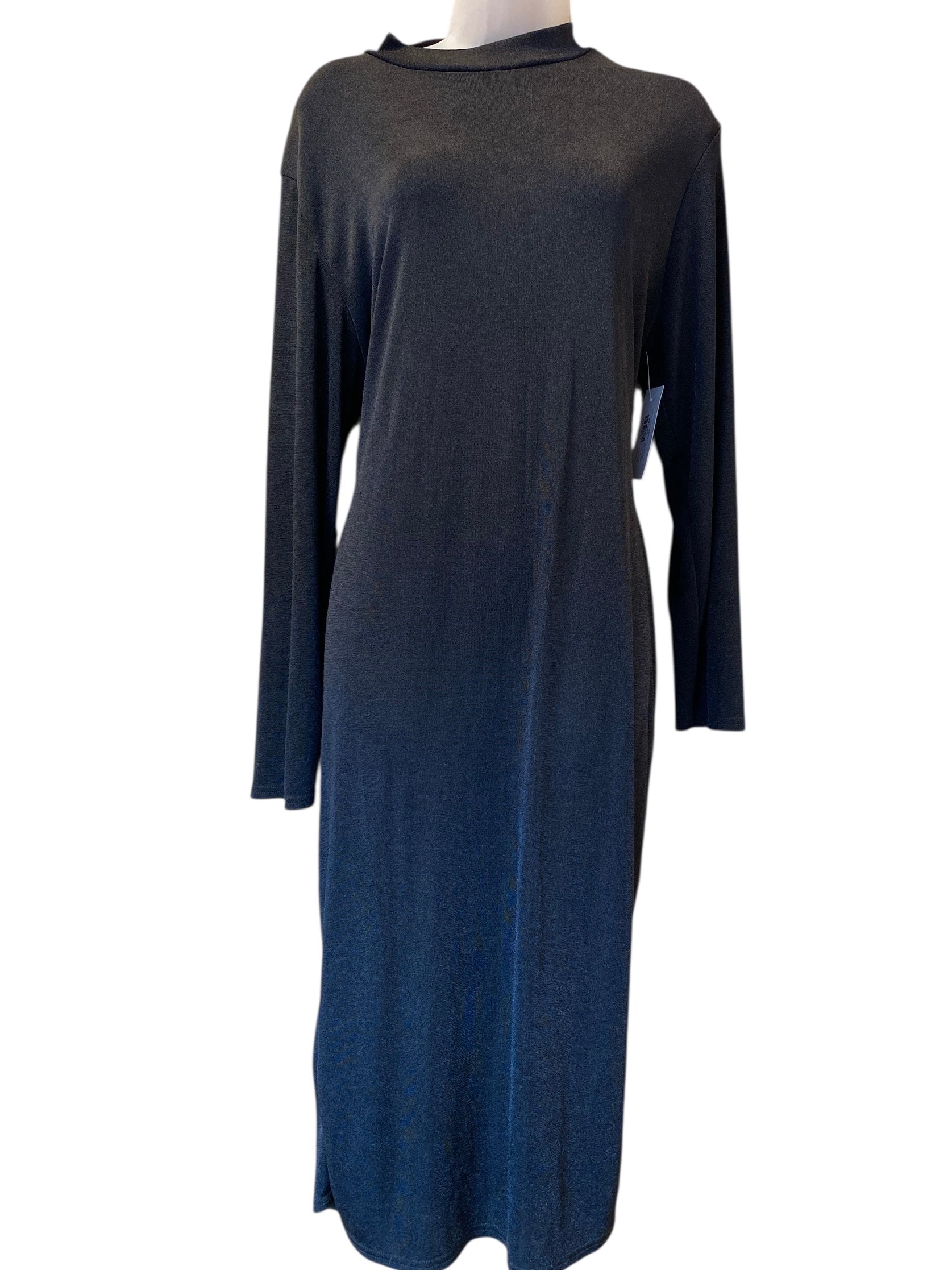 black boohoo slinky long dress, 16