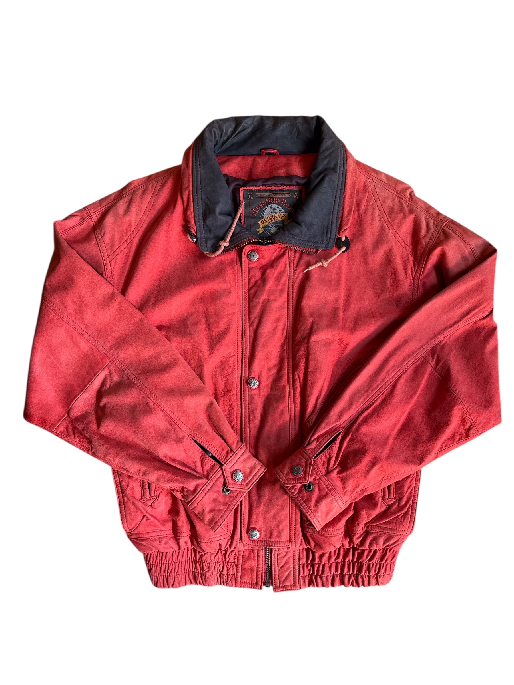 red adventure bound 80s pilot leather jacker, s