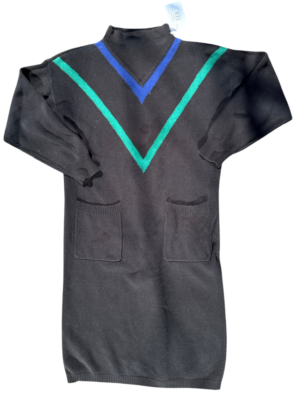 black blue green liz claiborne knit v dress, s