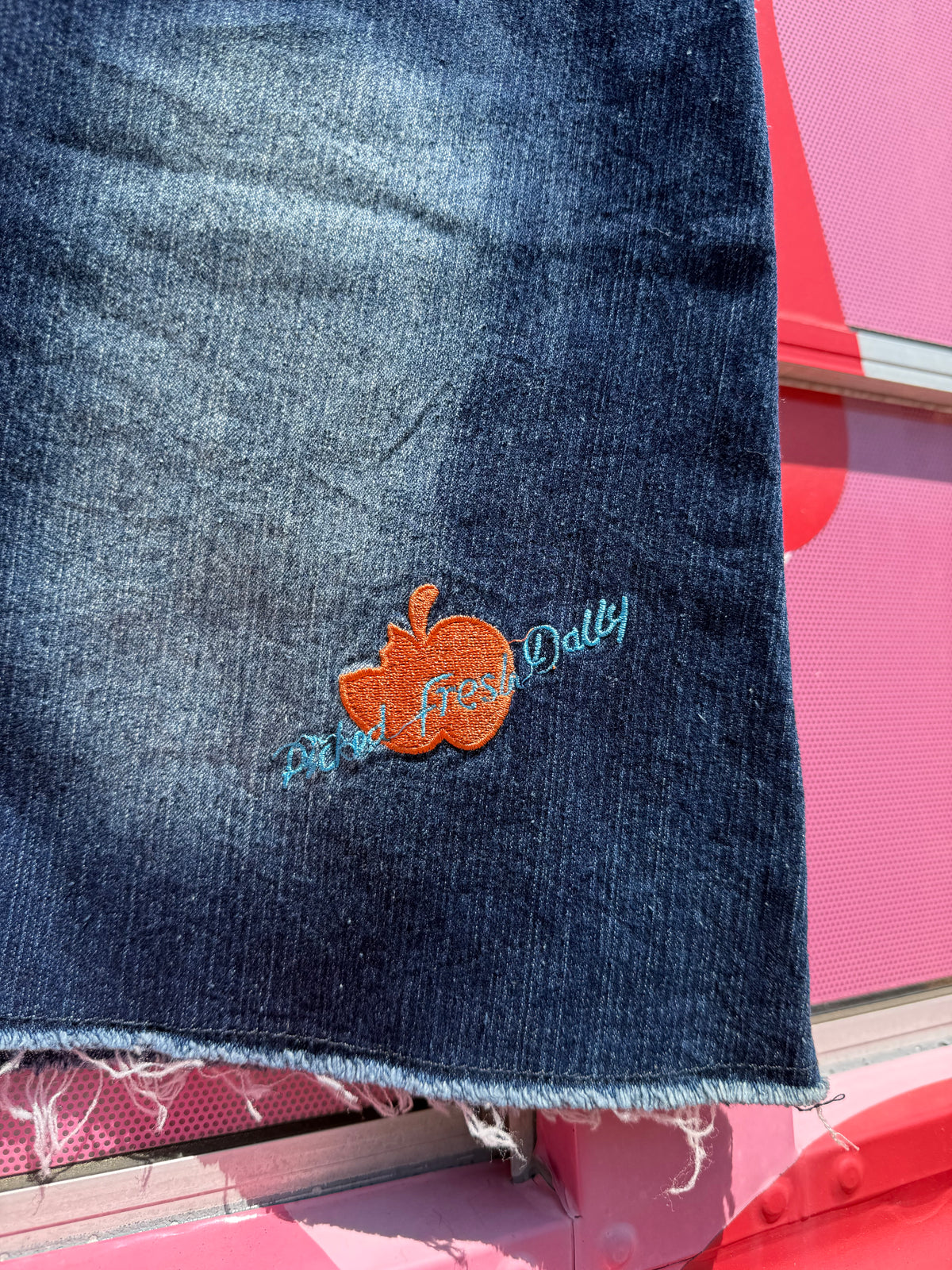blue orange apple bottom bedazzled denim skirt, 10