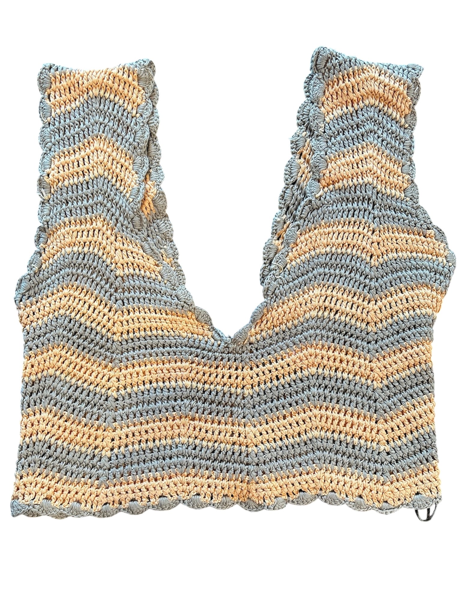 peach green zara crochet tank, S