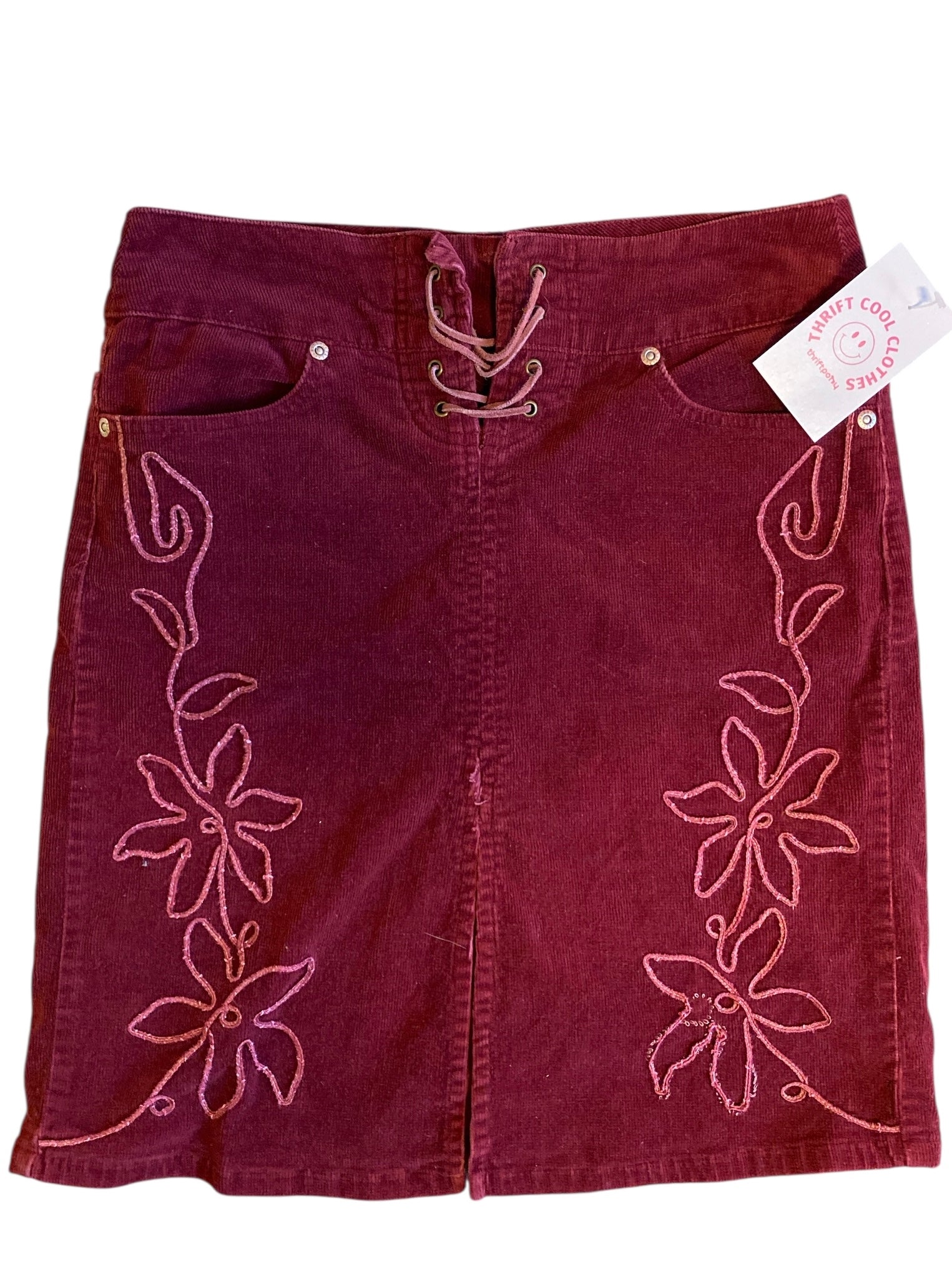 red hot kiss corduroy floral mini skirt, 1