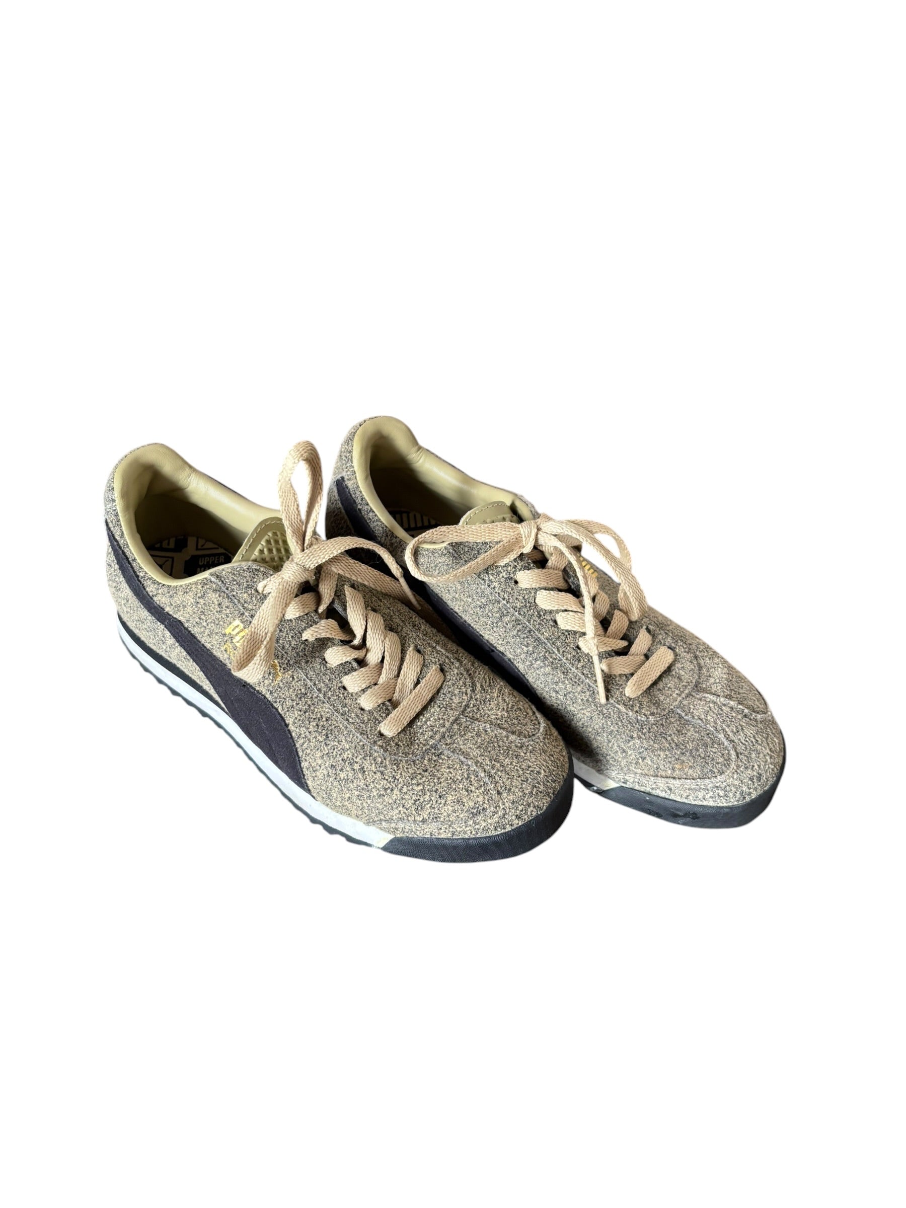 brown black puma heathered sneakers, 6.5