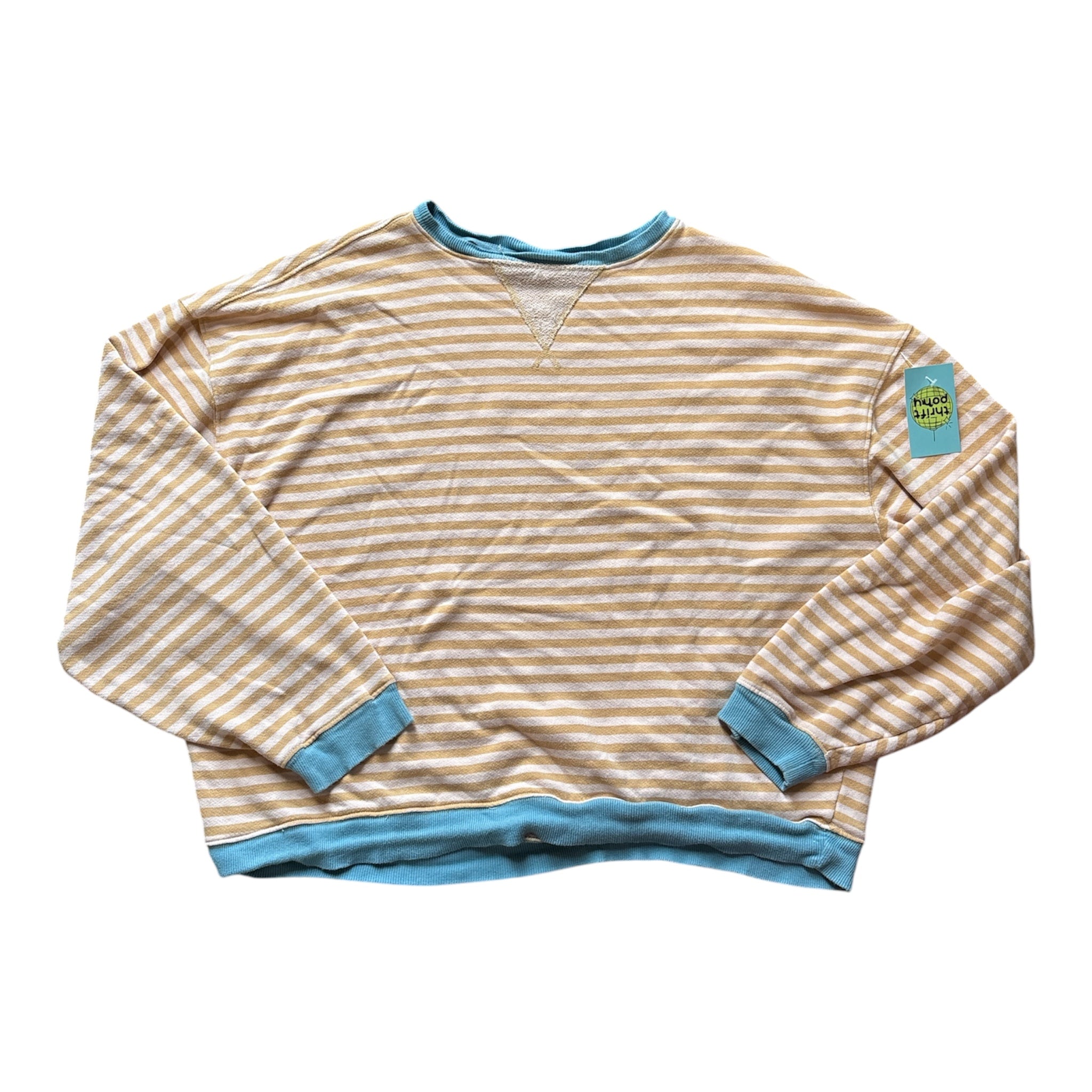 orange blue we the free striped crewneck, L