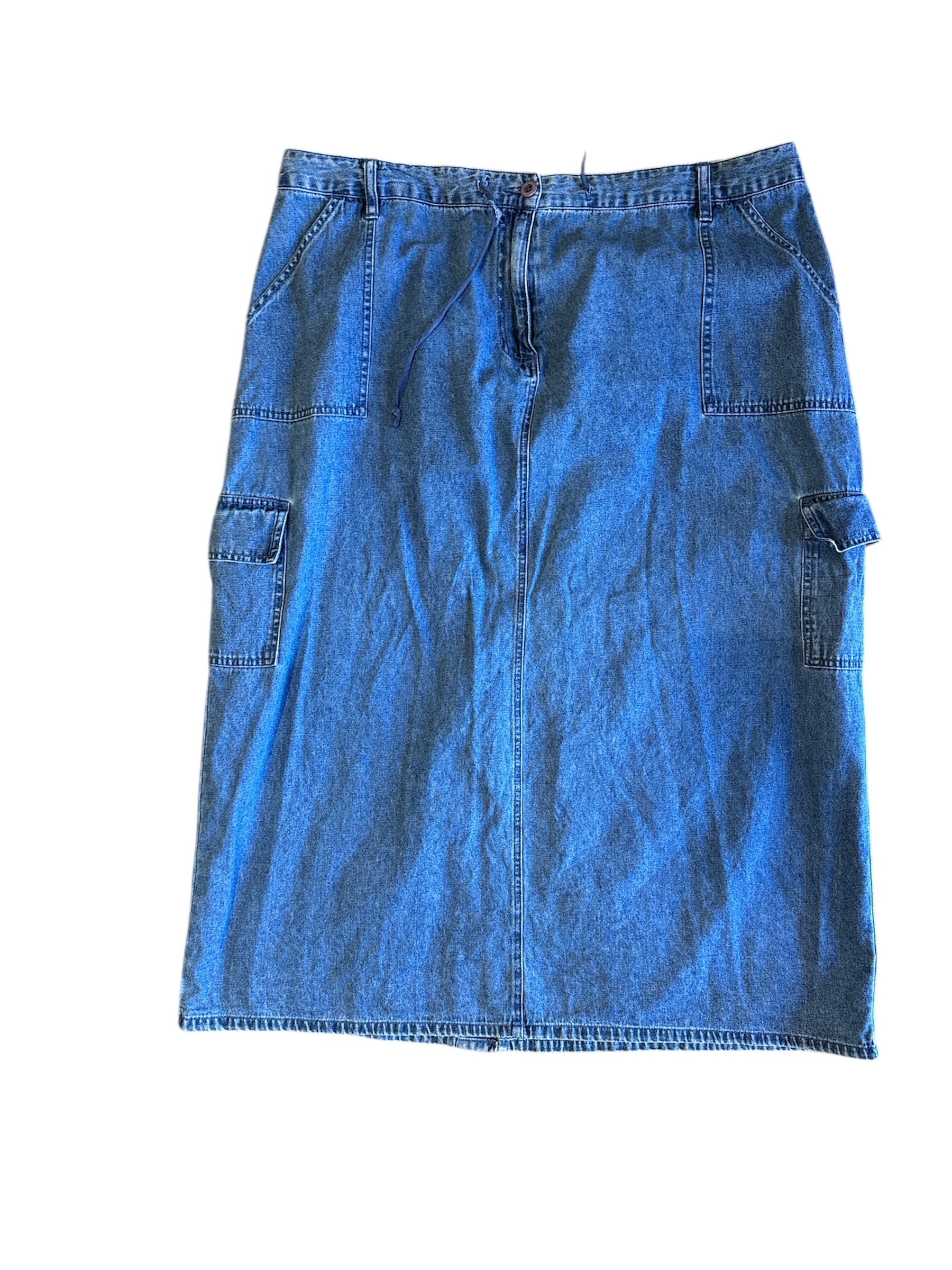 blue basic editions long denim cargo skirt, 22