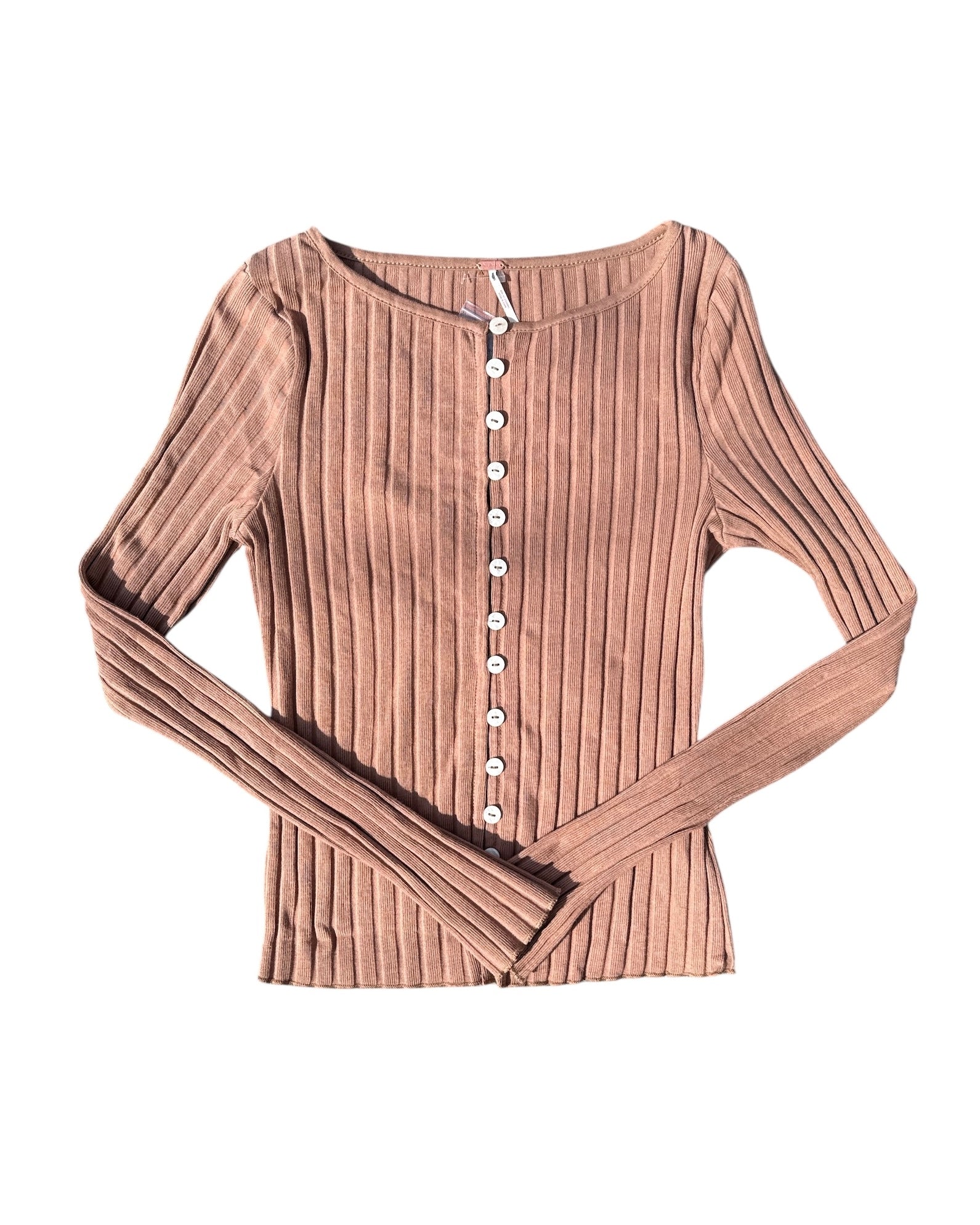 Brown Free people Ribbed ls top NWT, M