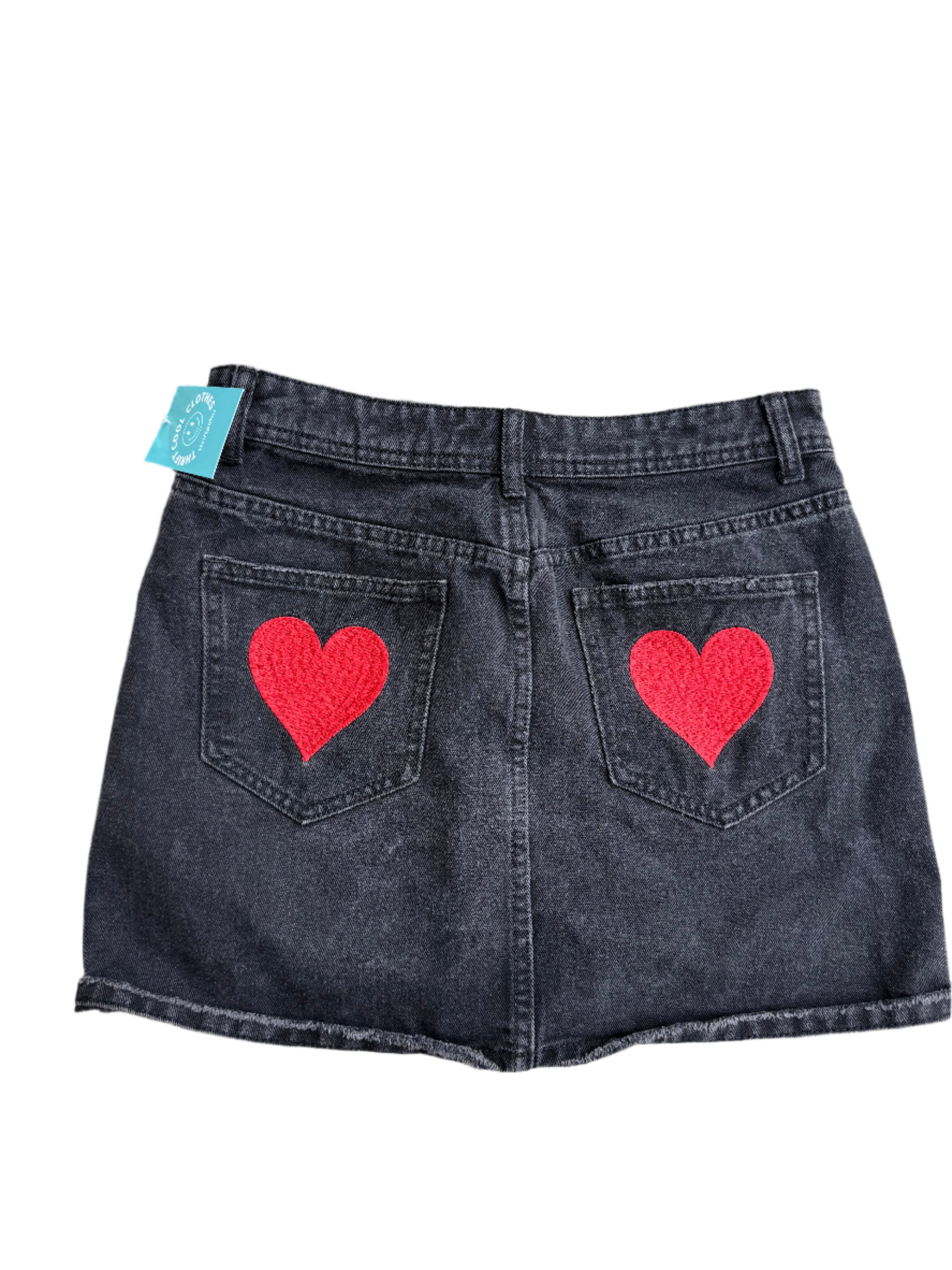 black denimwear heart butt mini skirt, M