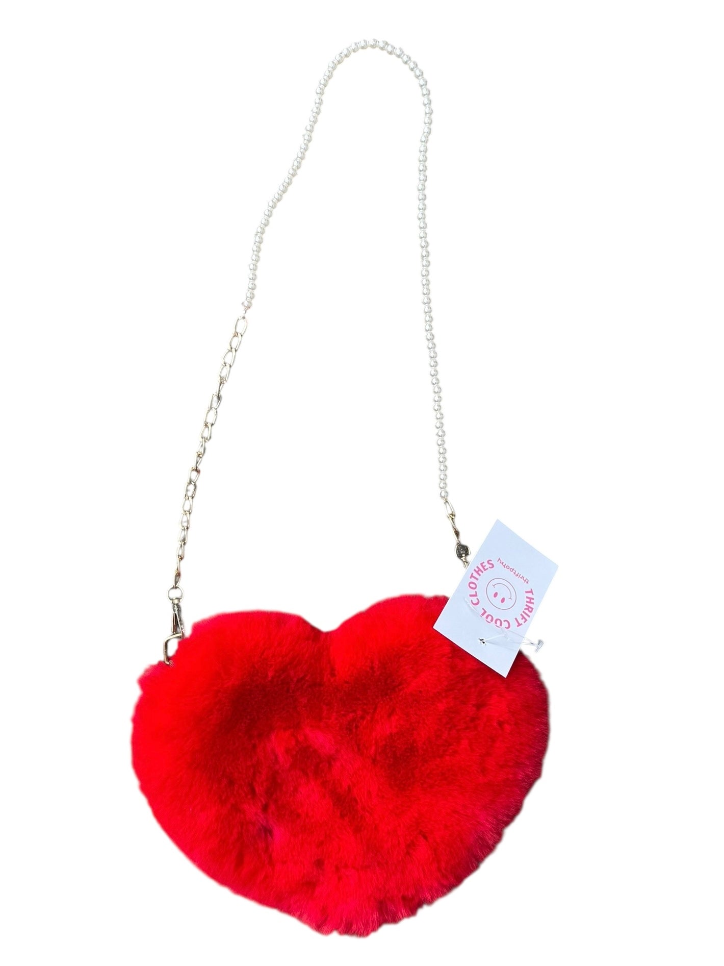 red fuzzy heart crossbody