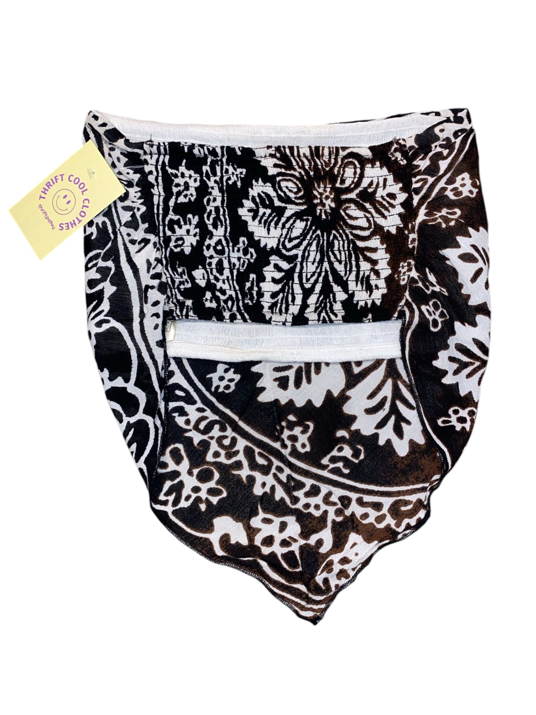 brown grey white fp one bandeau bandana top, m
