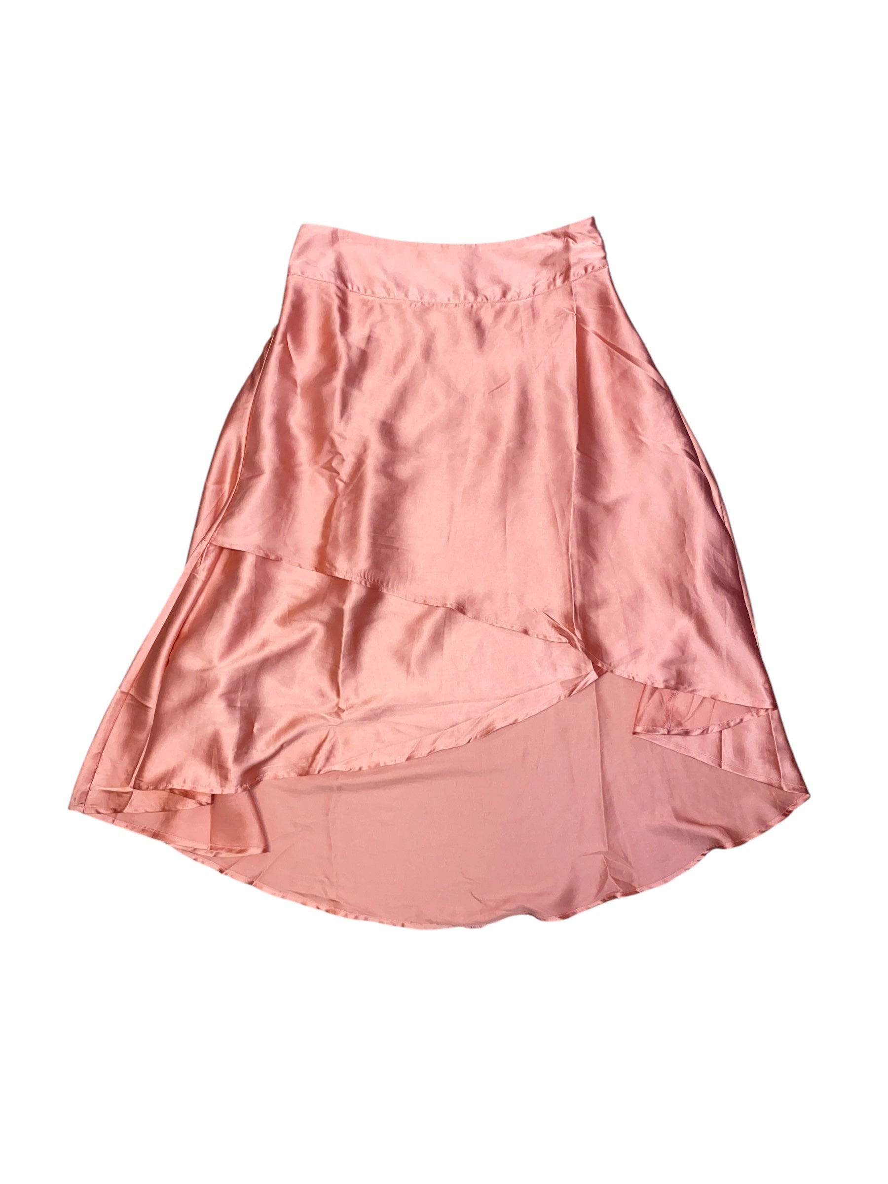 pink Anthropologie silky layered midi skirt, 12