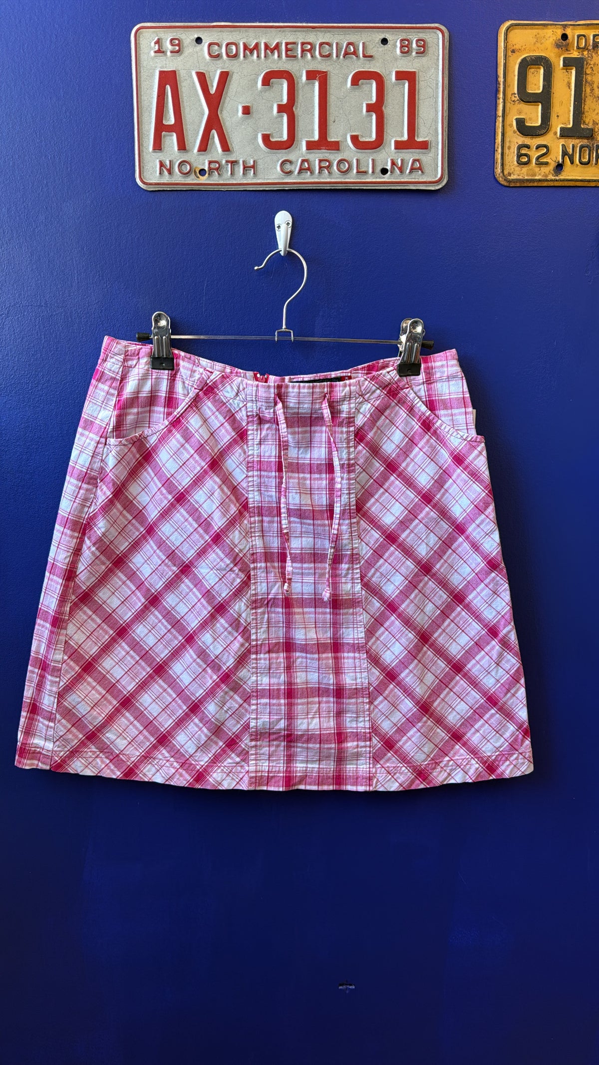 pink white old college inn plaid mini skirt, 11