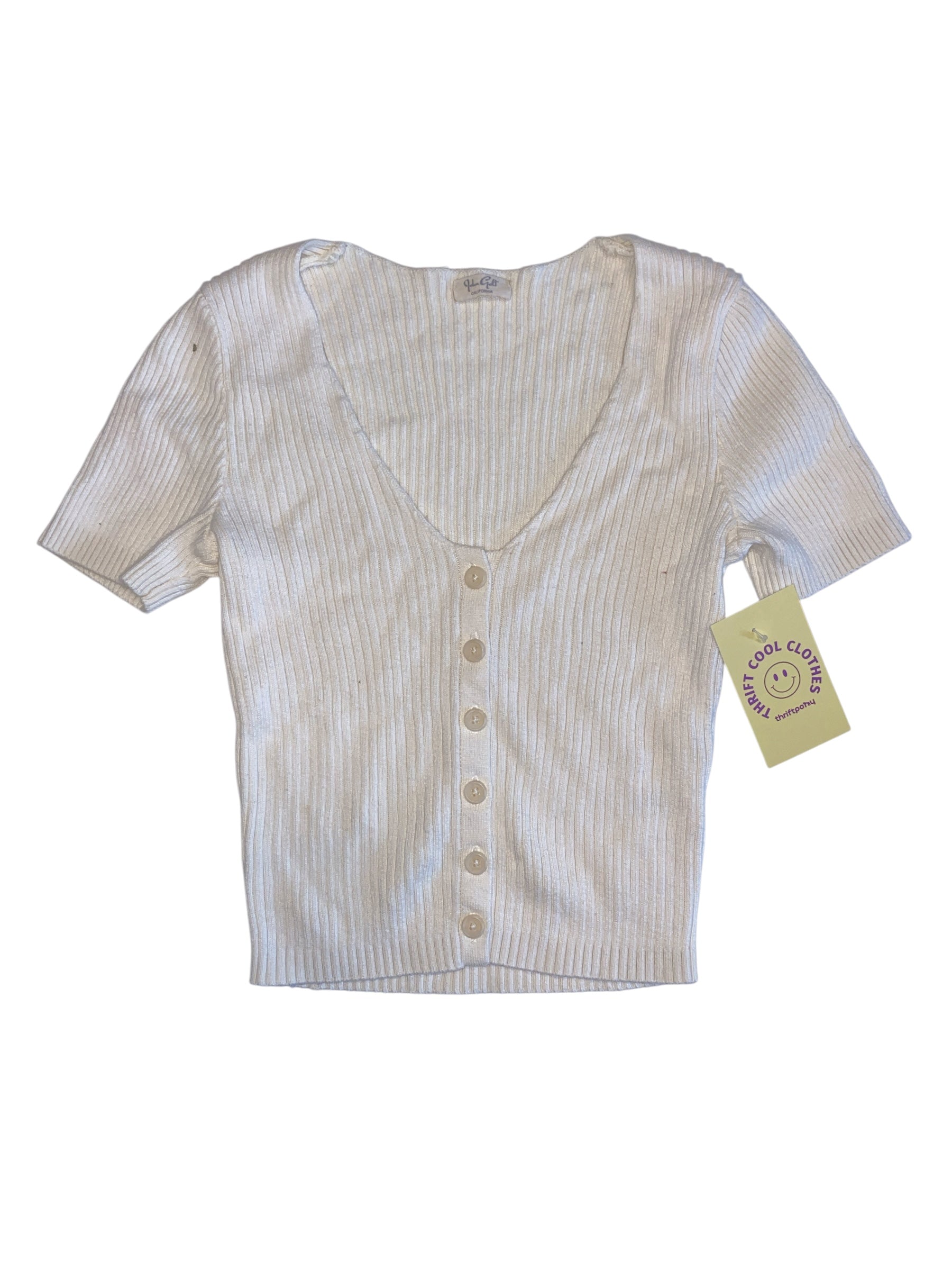 cream john galt ribbed ss button up, XS