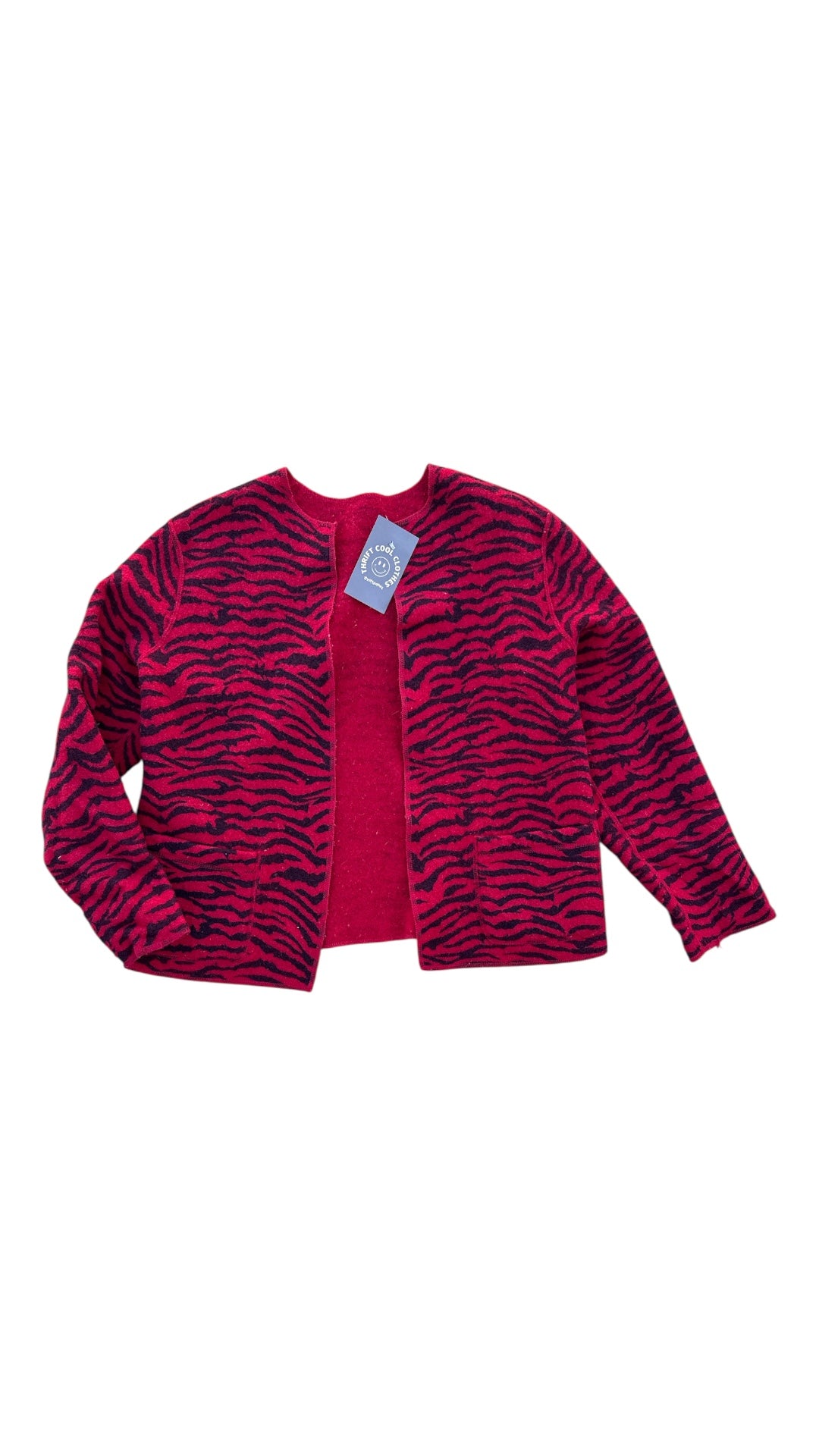 Red Zebra wool reversible open jacket, M/L