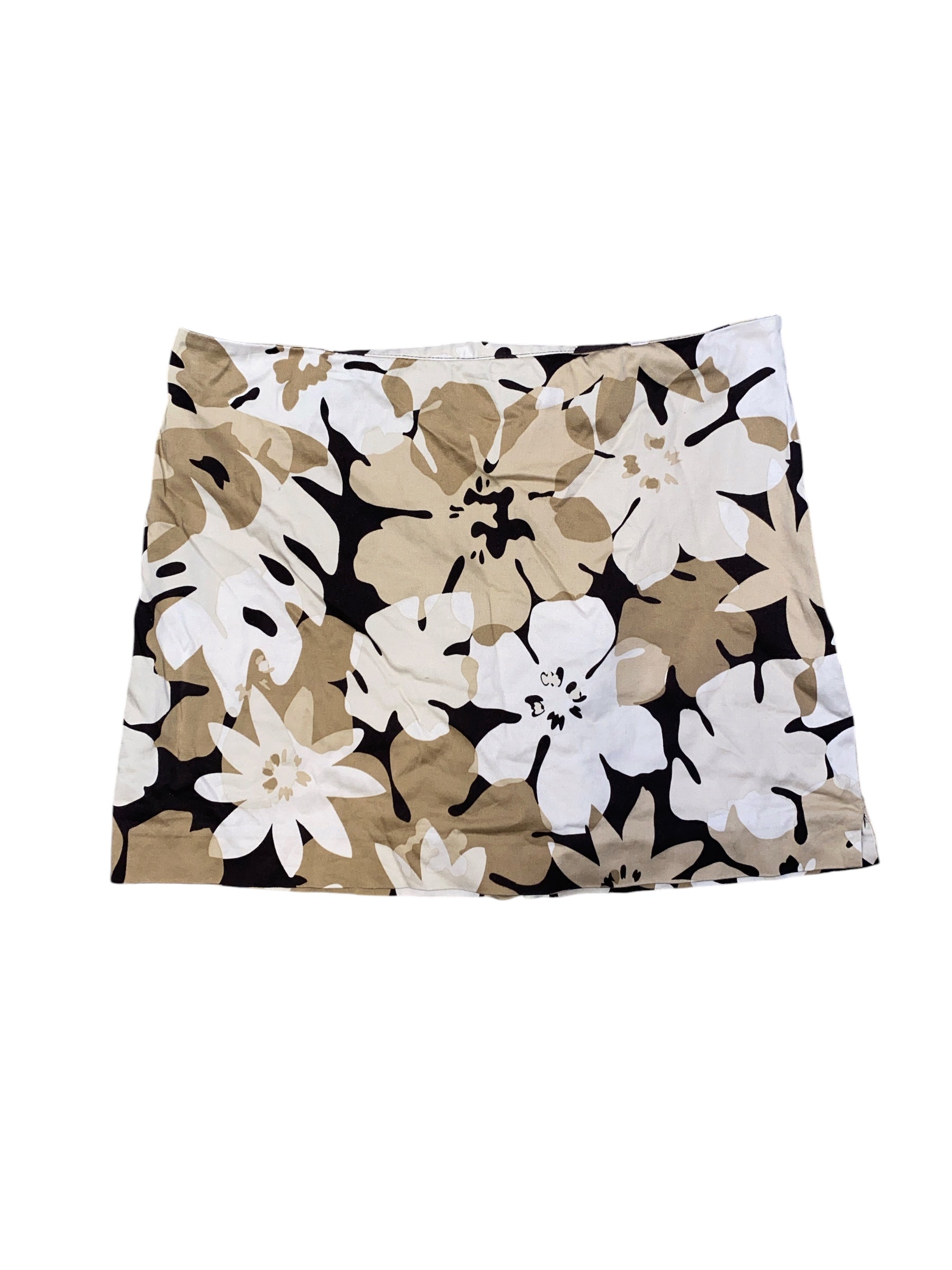 tan brown express floral mini skirt, 7/8
