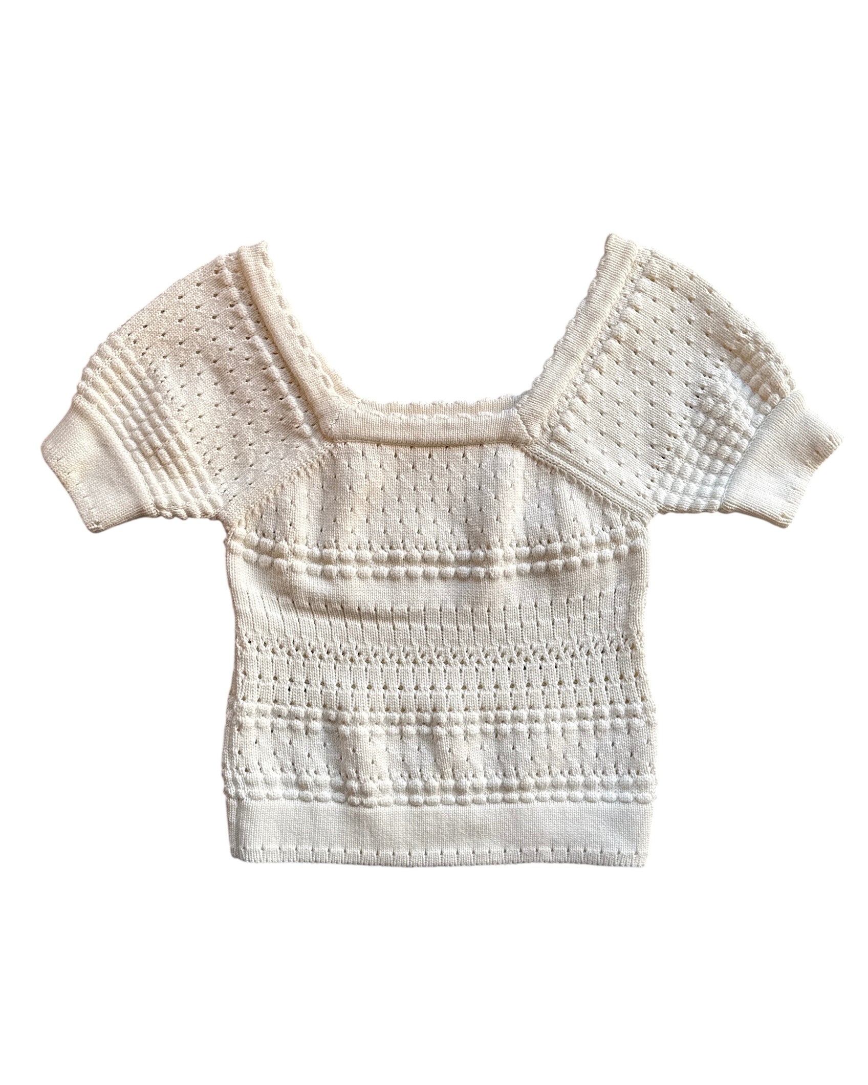 cream faherty ss sweater, m