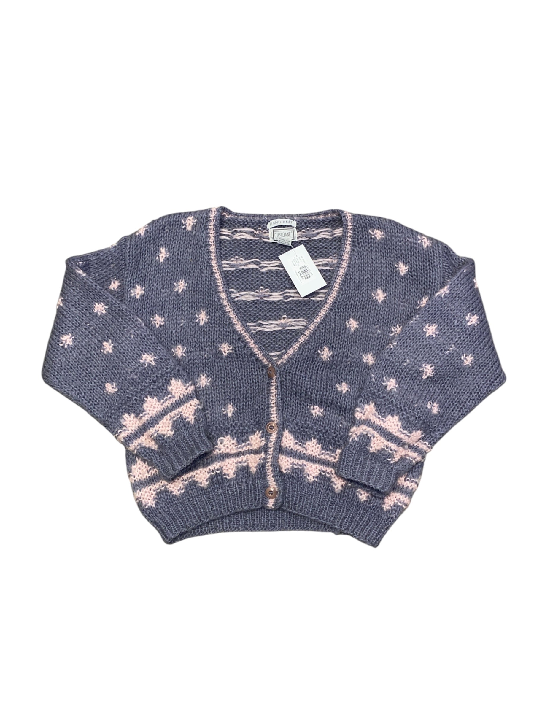 blue pink dd sloane vtg hand knit star burst sweater, L