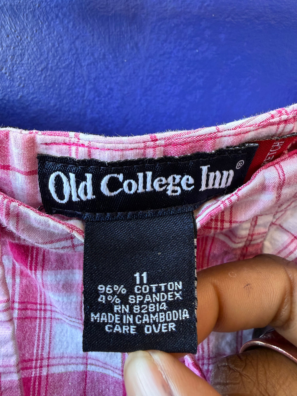 pink white old college inn plaid mini skirt, 11