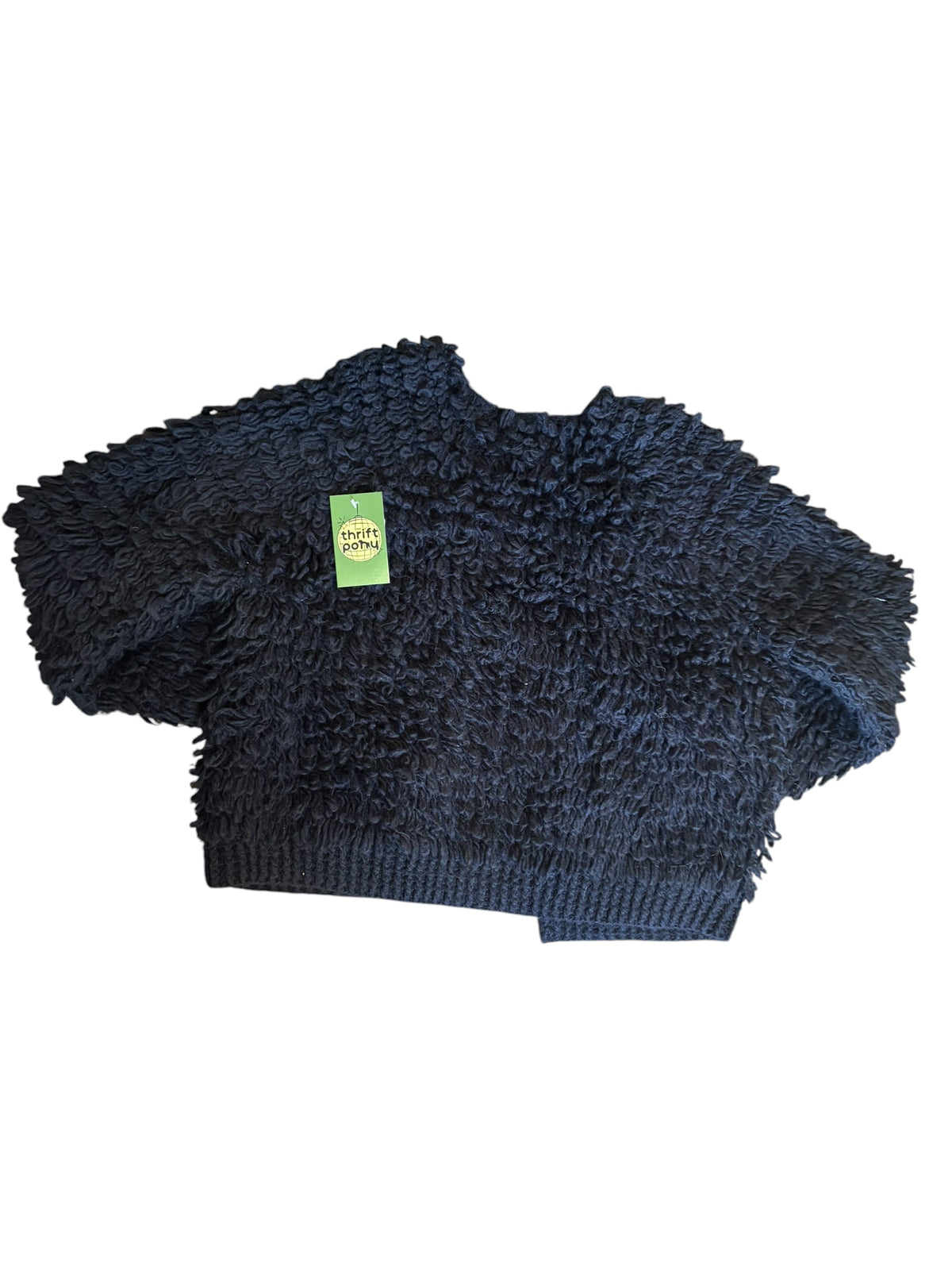 black universal thread furry crochet cardigan, s