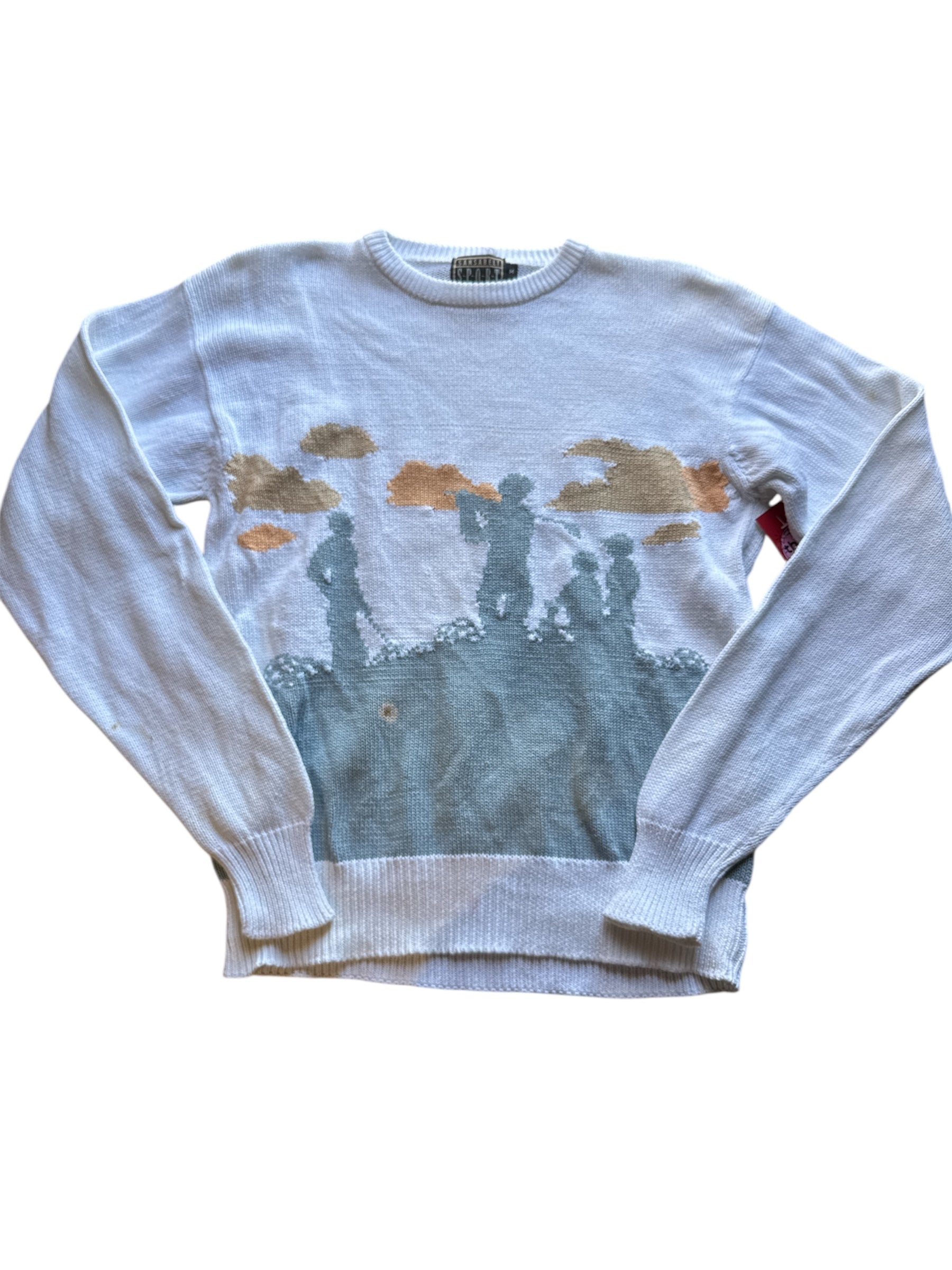 white blue sansabelt golf sweater, m